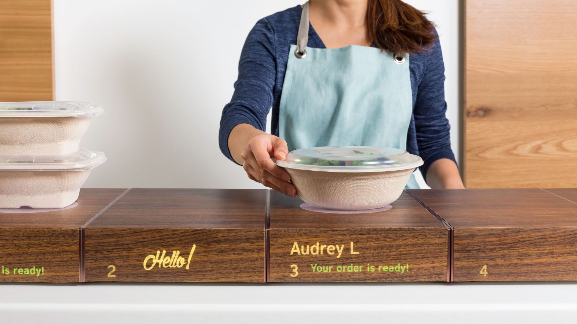 Brightloom's smart shelf technology tells customers where to pick up their orders.