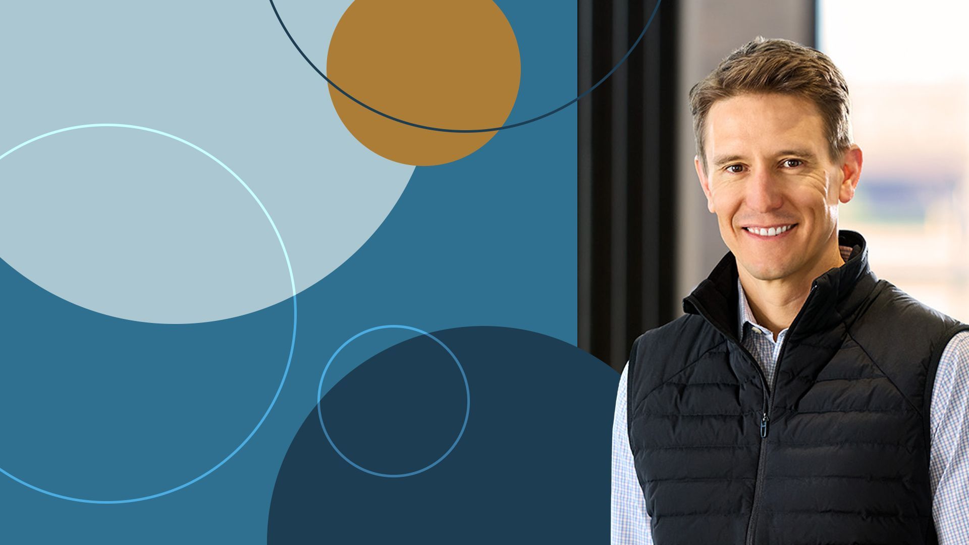 Photo illustration of Brook Porter surrounded by abstract shapes.