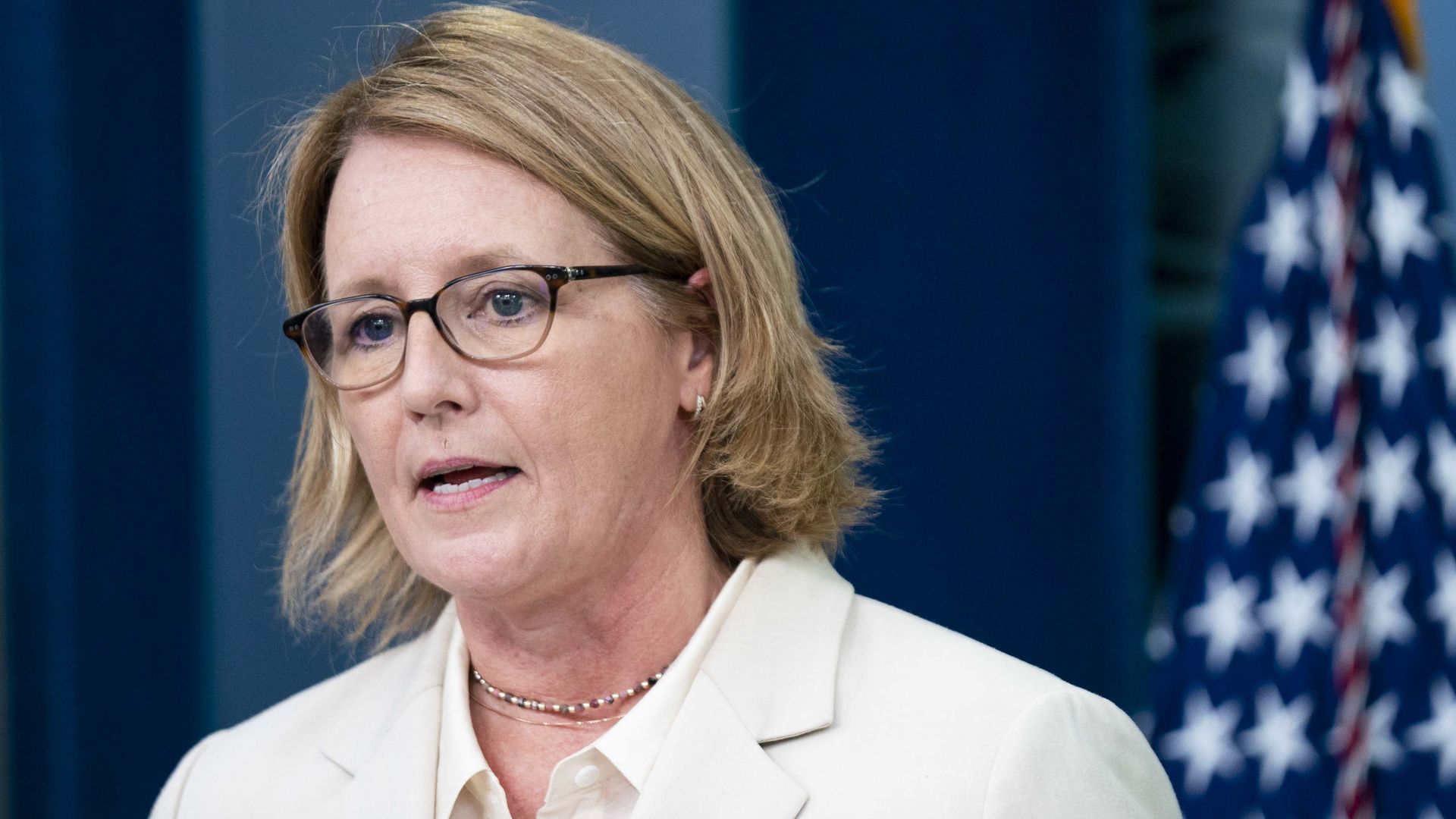 Federal Emergency Management Agency administrator Deanne Criswell during a press briefing at the White House on Aug. 16.