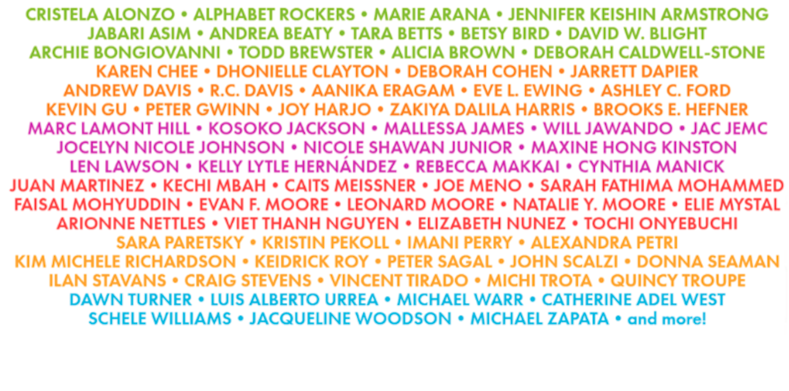 Screenshot of a poster with names of performers at festival.