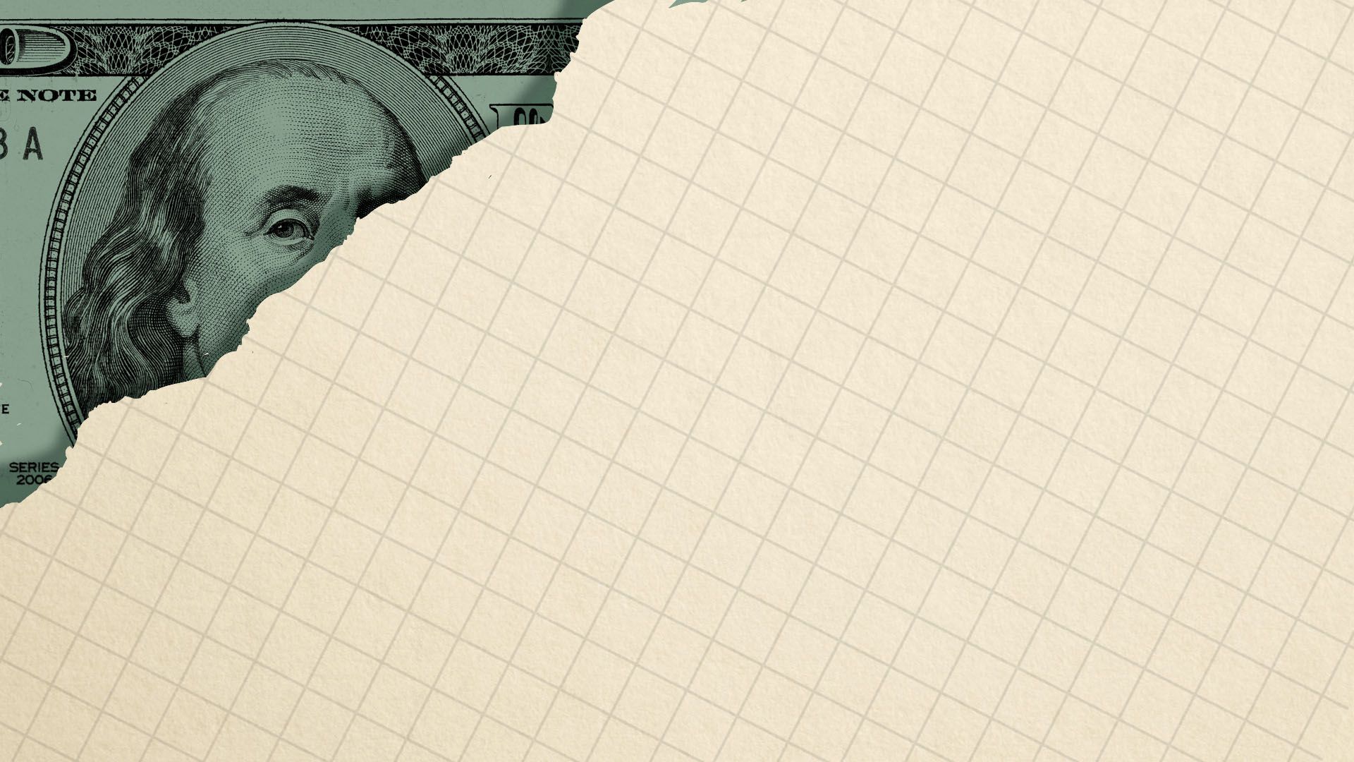 Illustration of Benjamin Franklin on a $100 dollar bill peaking out from the background