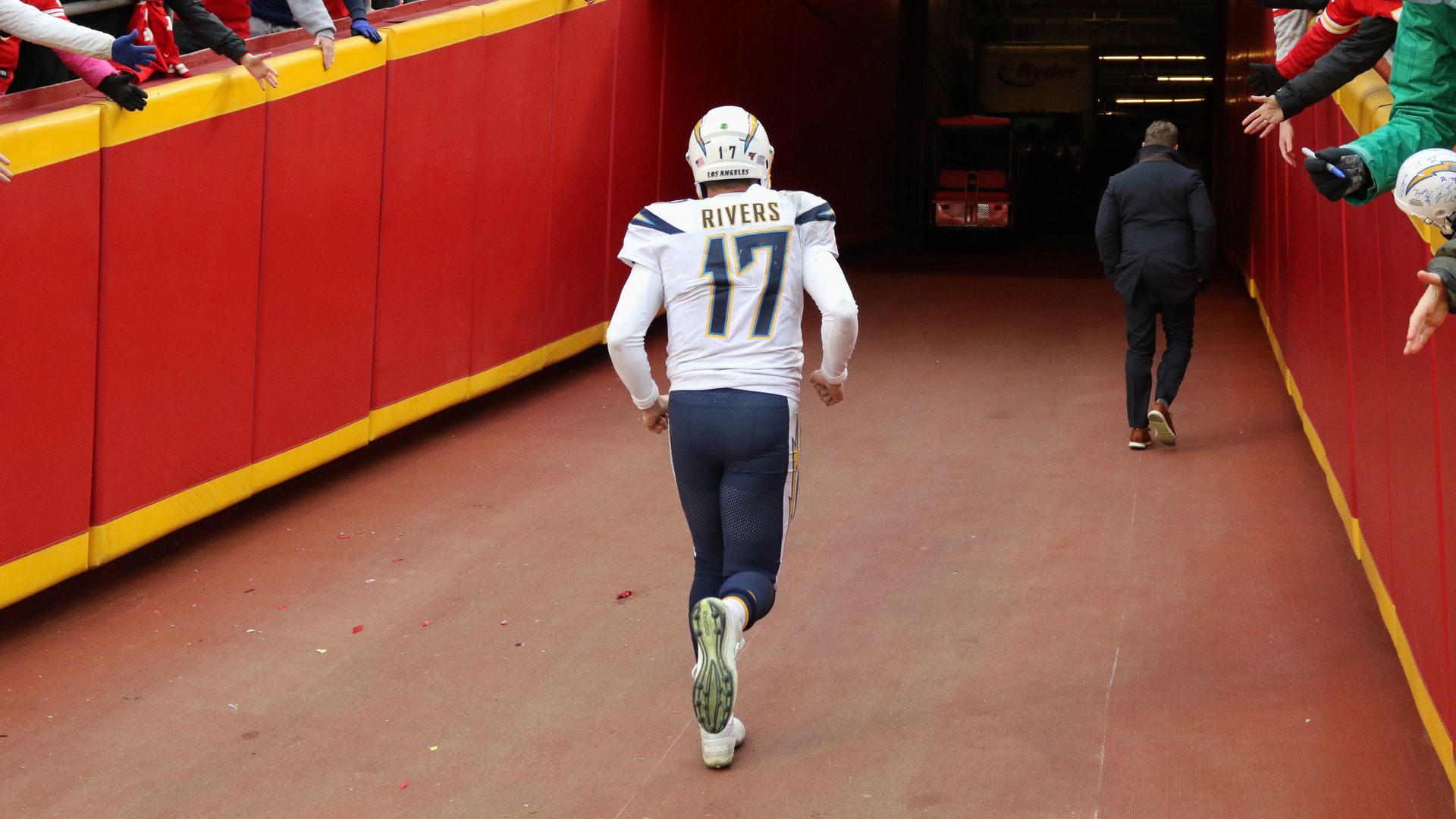 Philip Rivers runs into the tunnel