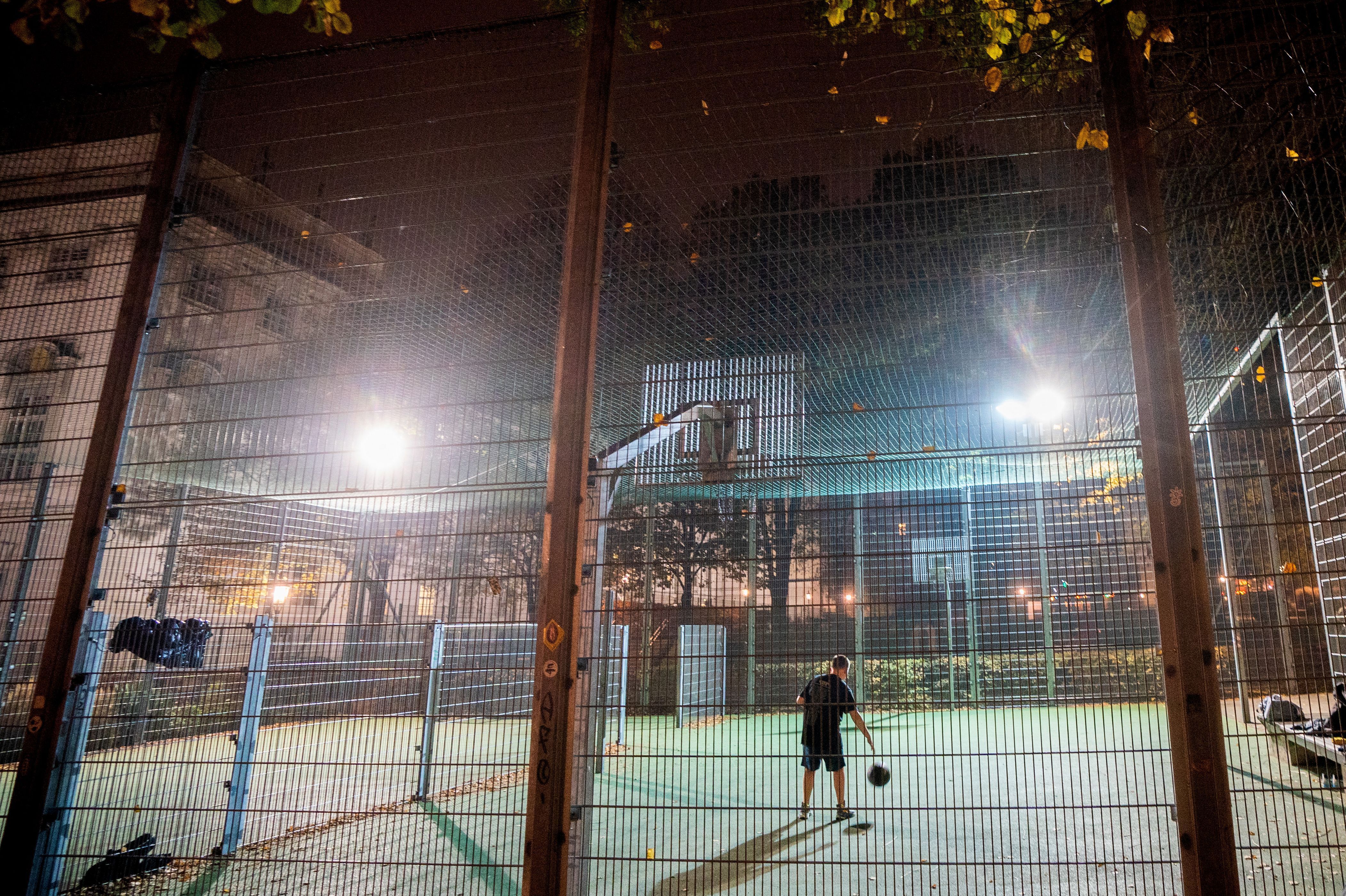 A teenager in a basketball cage in Vienna on Nov. 9, during the new lockdown that began Nov. 3