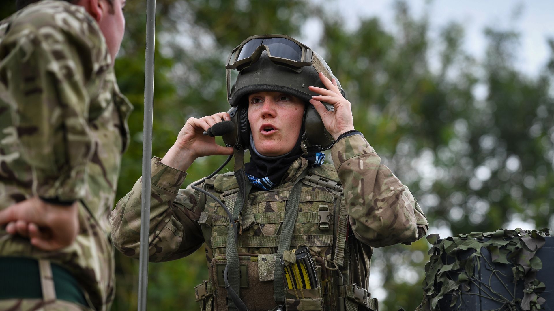 Female commander of a Challenger 2 Main Battle Tank during a training exercise 