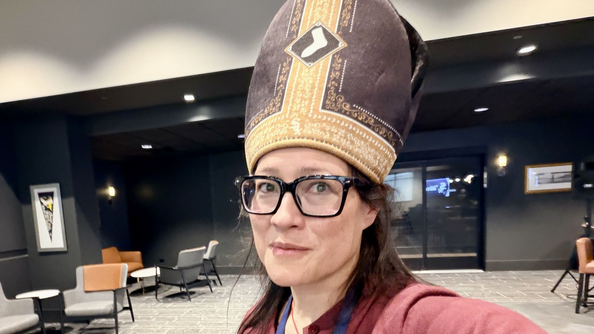 woman in pope hat
