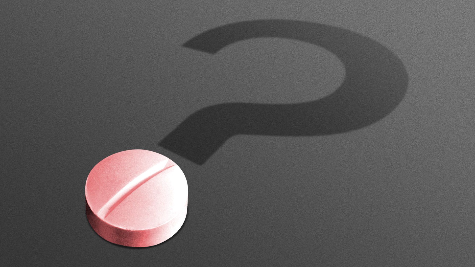 Illustration of a pill casting a shadow in the shape of a question mark