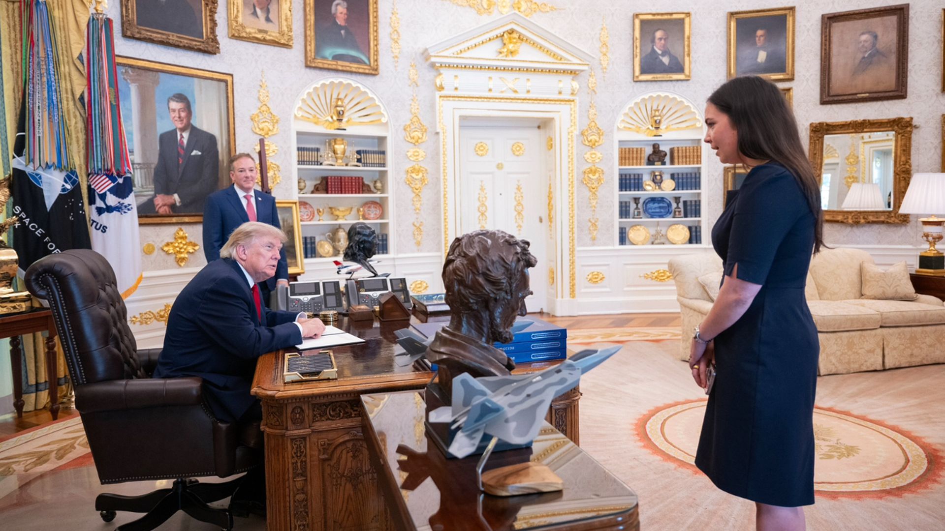 Abigail Jackson in the Oval Office with President Trump