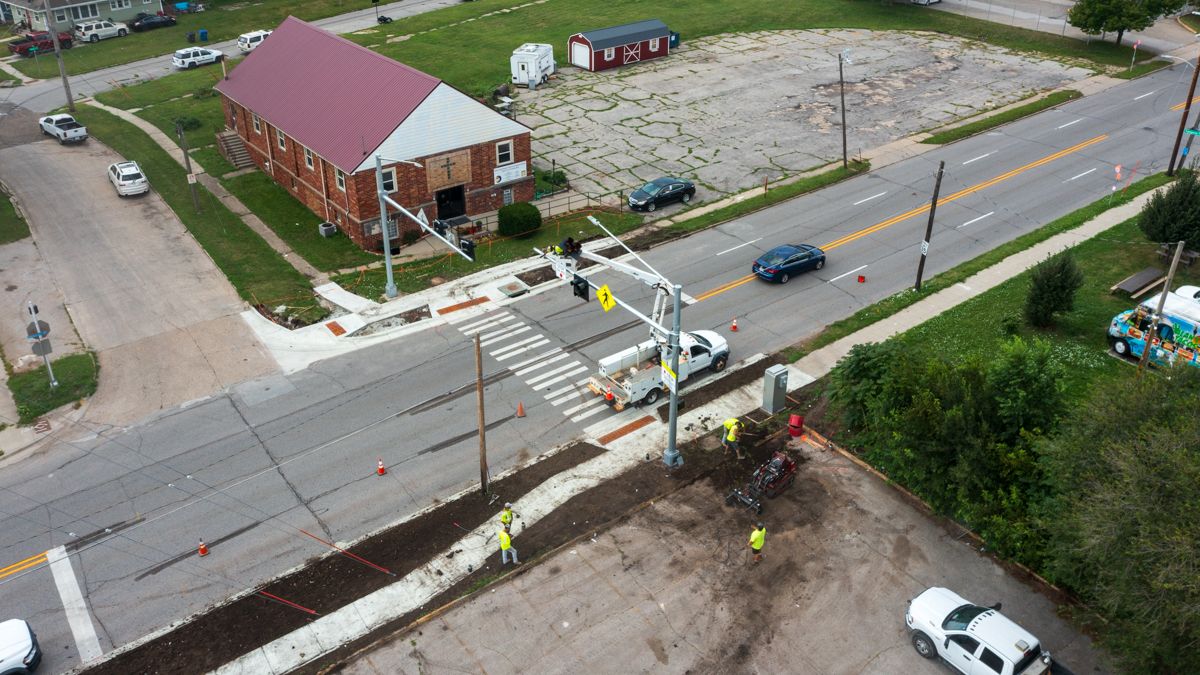 A photo of crosswalk improvements in Des Moines.