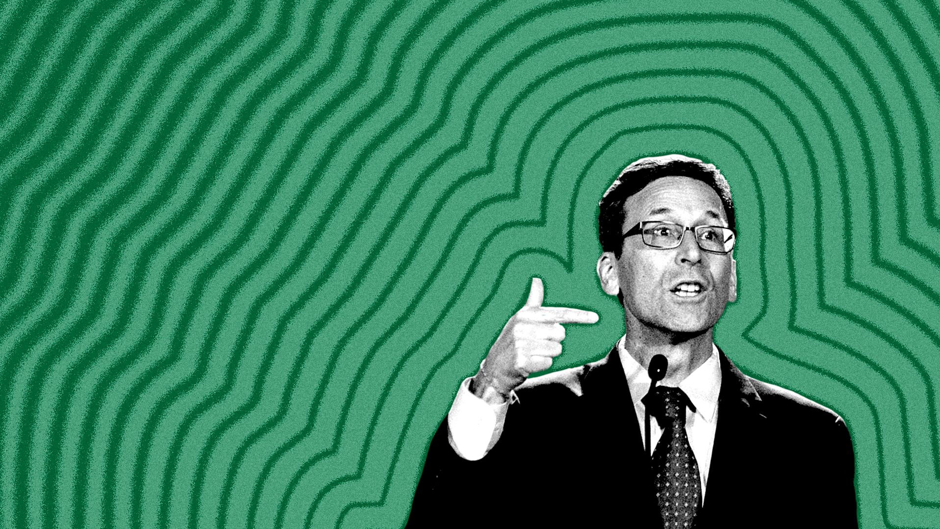 Photo illustration of Bob Ferguson with lines radiating from him.