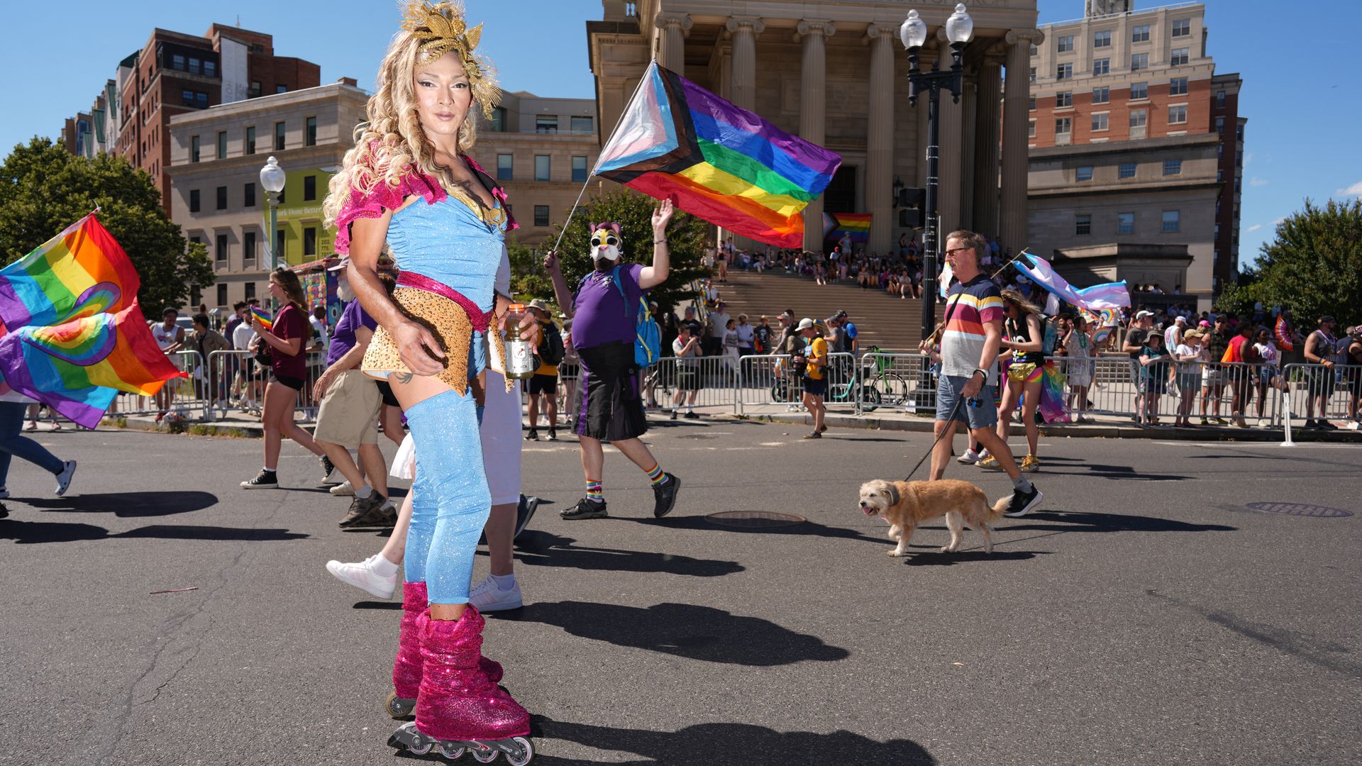 A Capital Pride Parade participant on rollerskates 