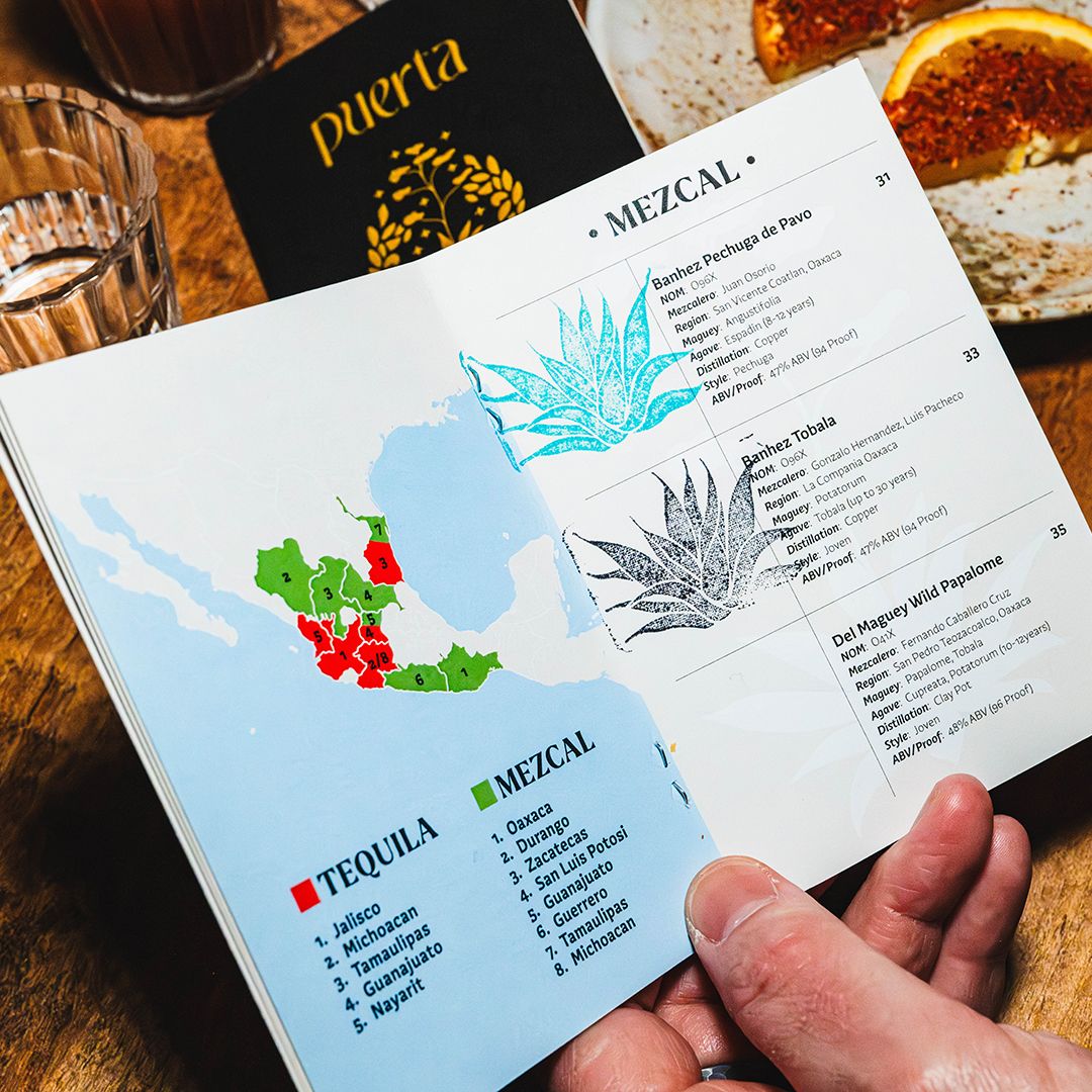 hand holding passport with map of mexico