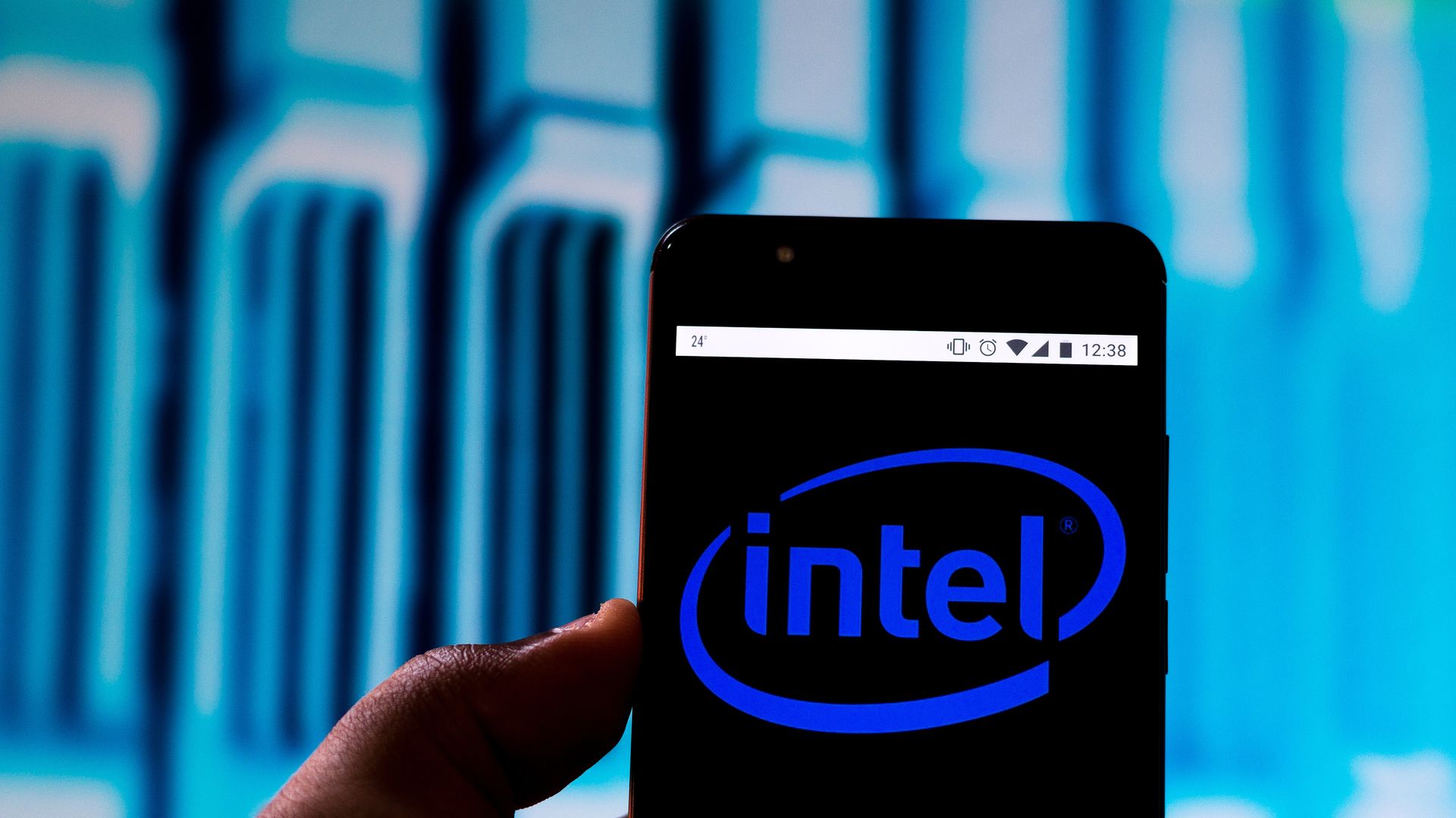 Intel logo on a cellphone