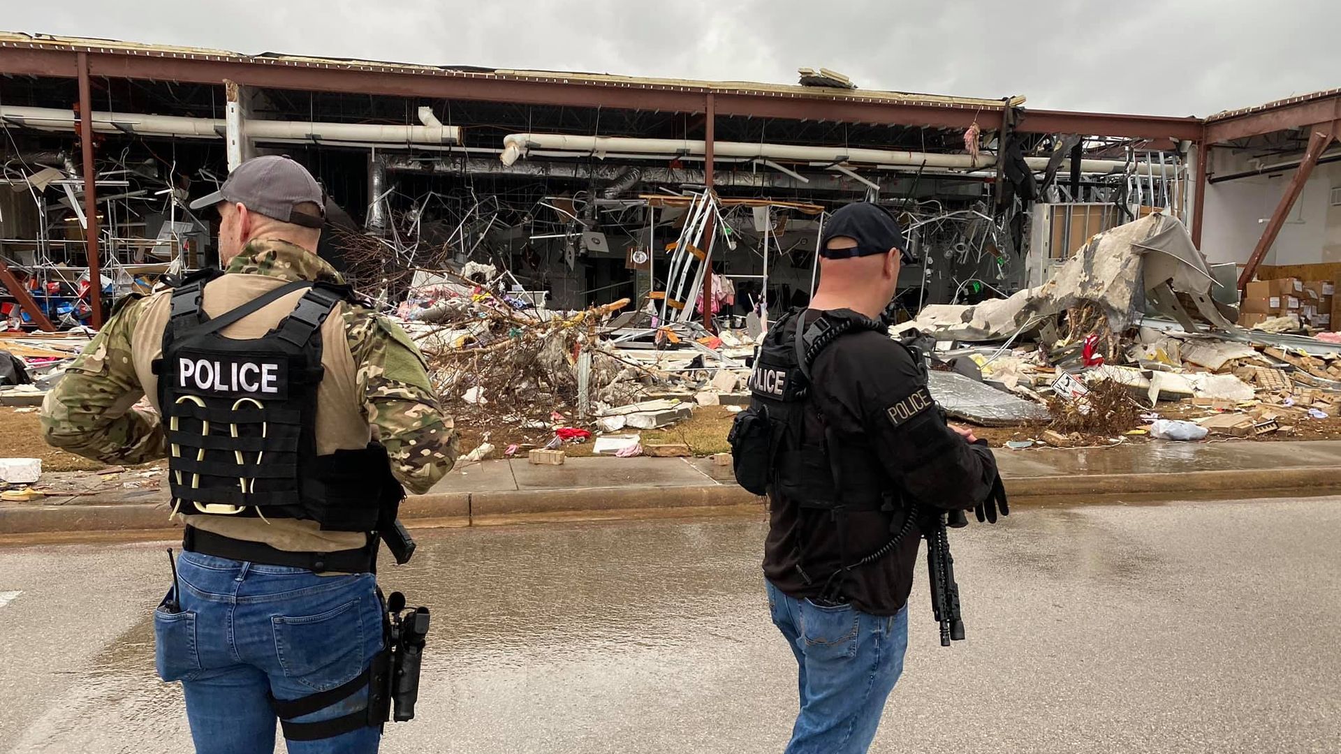 Police on the scene after a tornado hit Arkansas