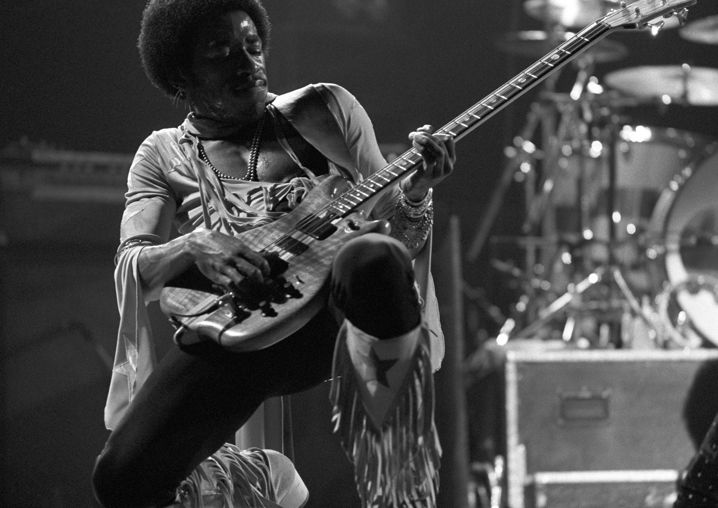 ATLANTA - MAY 6: Bassist Jerry "Wyzard" Seay of Mother's Finest performs at The Fabulous Fox Theater on May 6, 1978 in Atlanta, Georgia. (Photo by Tom Hill/WireImage)