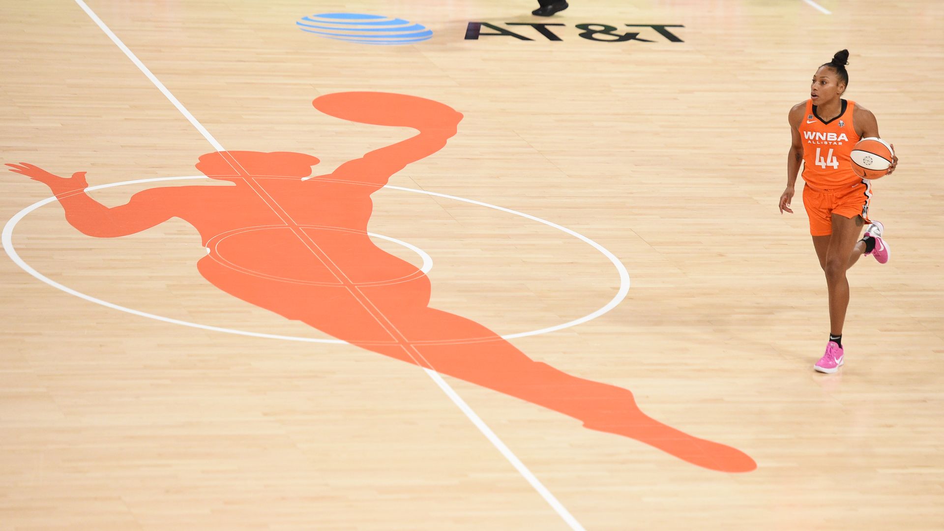 WNBA logo at midcourt