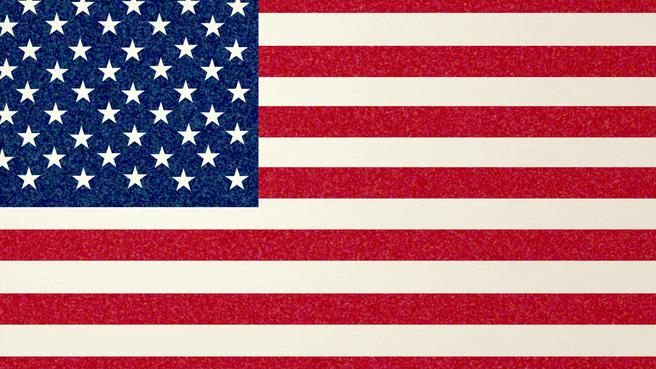 Illustration of the American flag, with each element shaking.