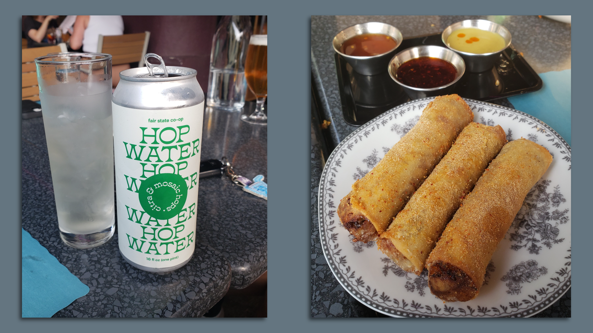 Beer and egg rolls