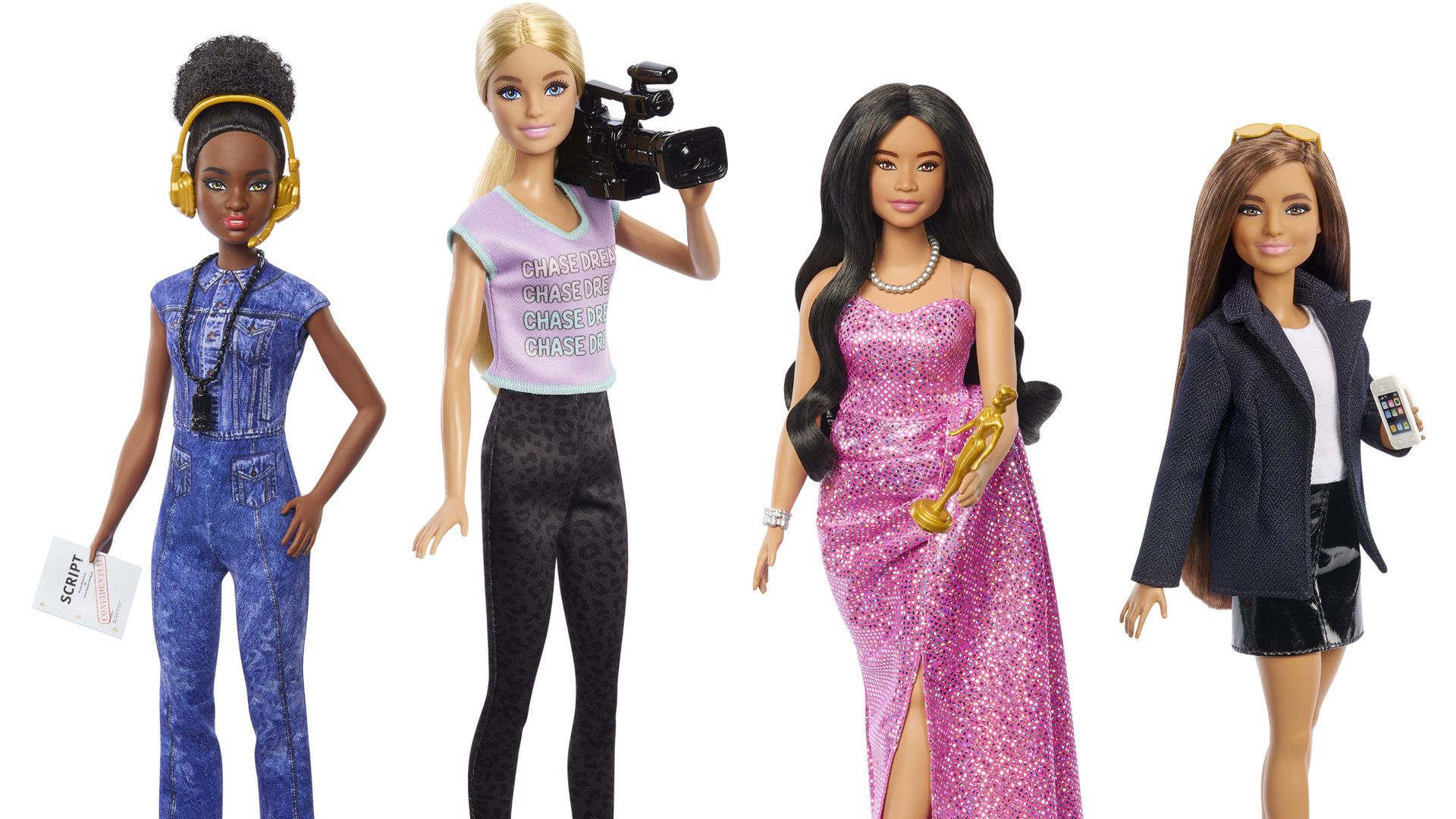Four Barbie career in film dolls
