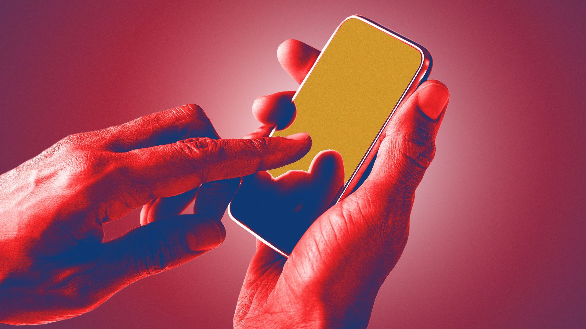 Illustration of hands using a smartphone