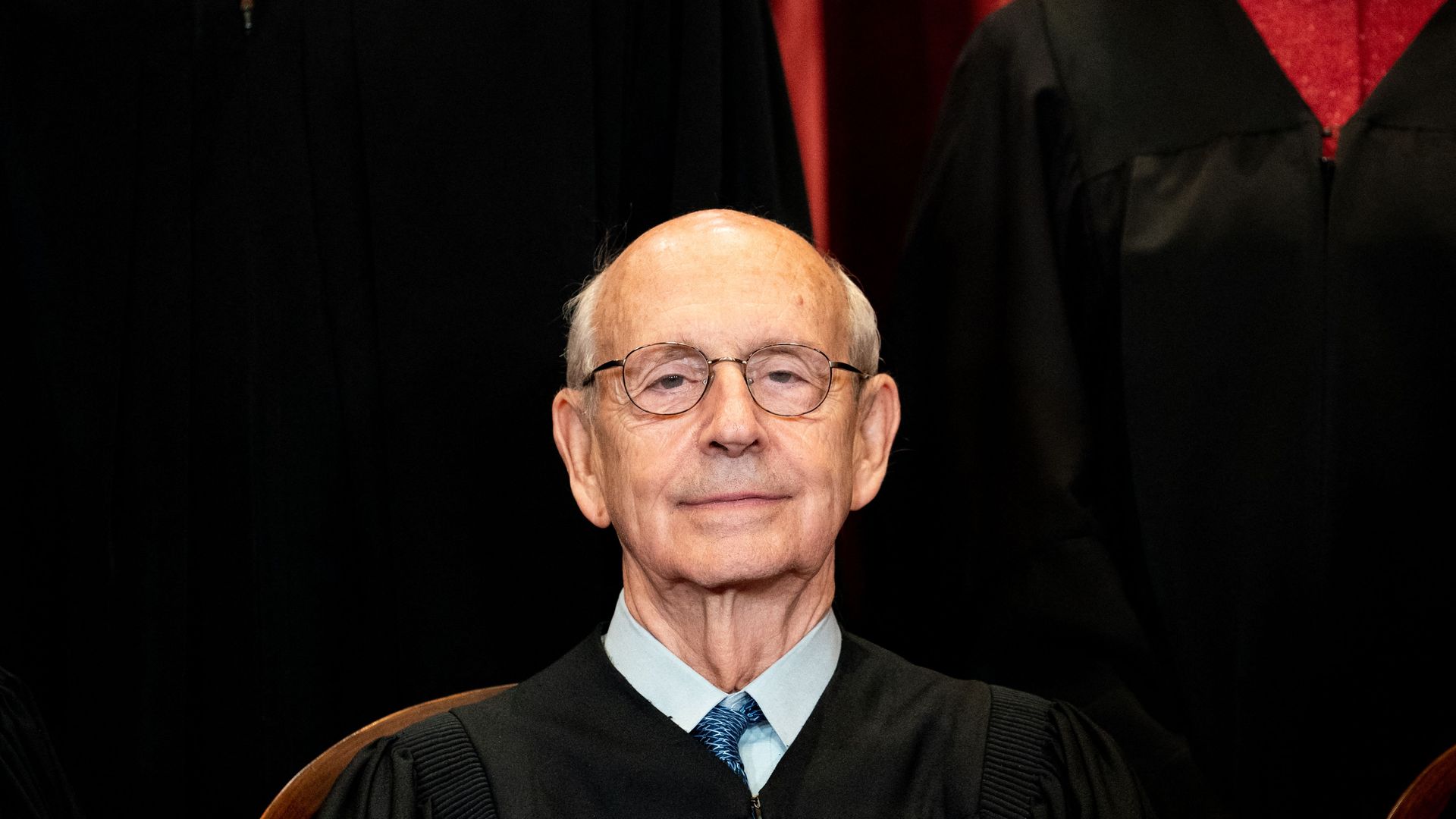 Justice Stephen Breyer during a group photo at the Supreme Court in April 2021.