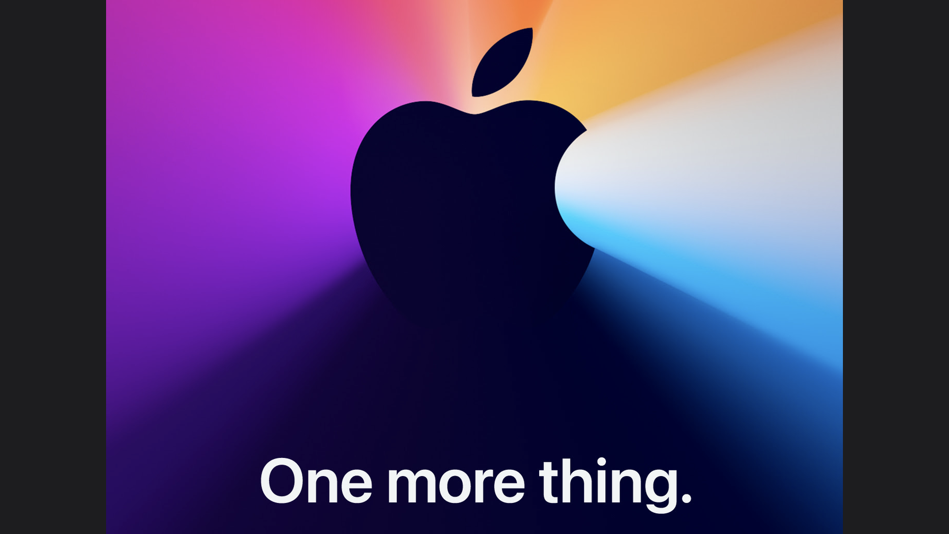 Apple's invitation for its Nov. 10 event reading "One more thing" with an Apple logo.