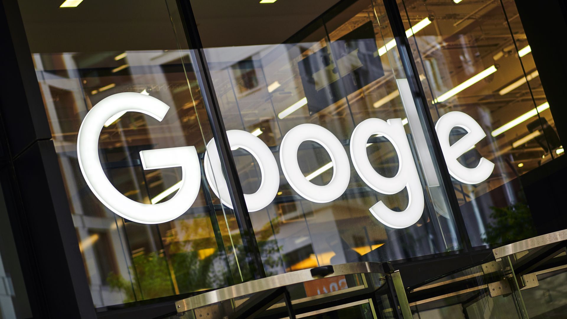 Google logo outside of an office