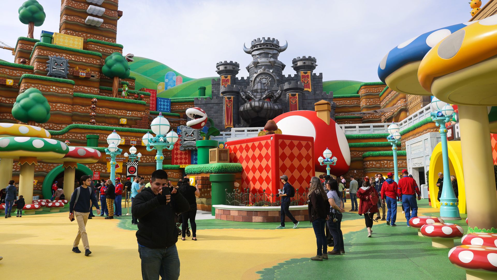 People experience the tech rehearsals at Super Nintendo World on Thursday, Jan. 12, 2023 in Los Angeles.