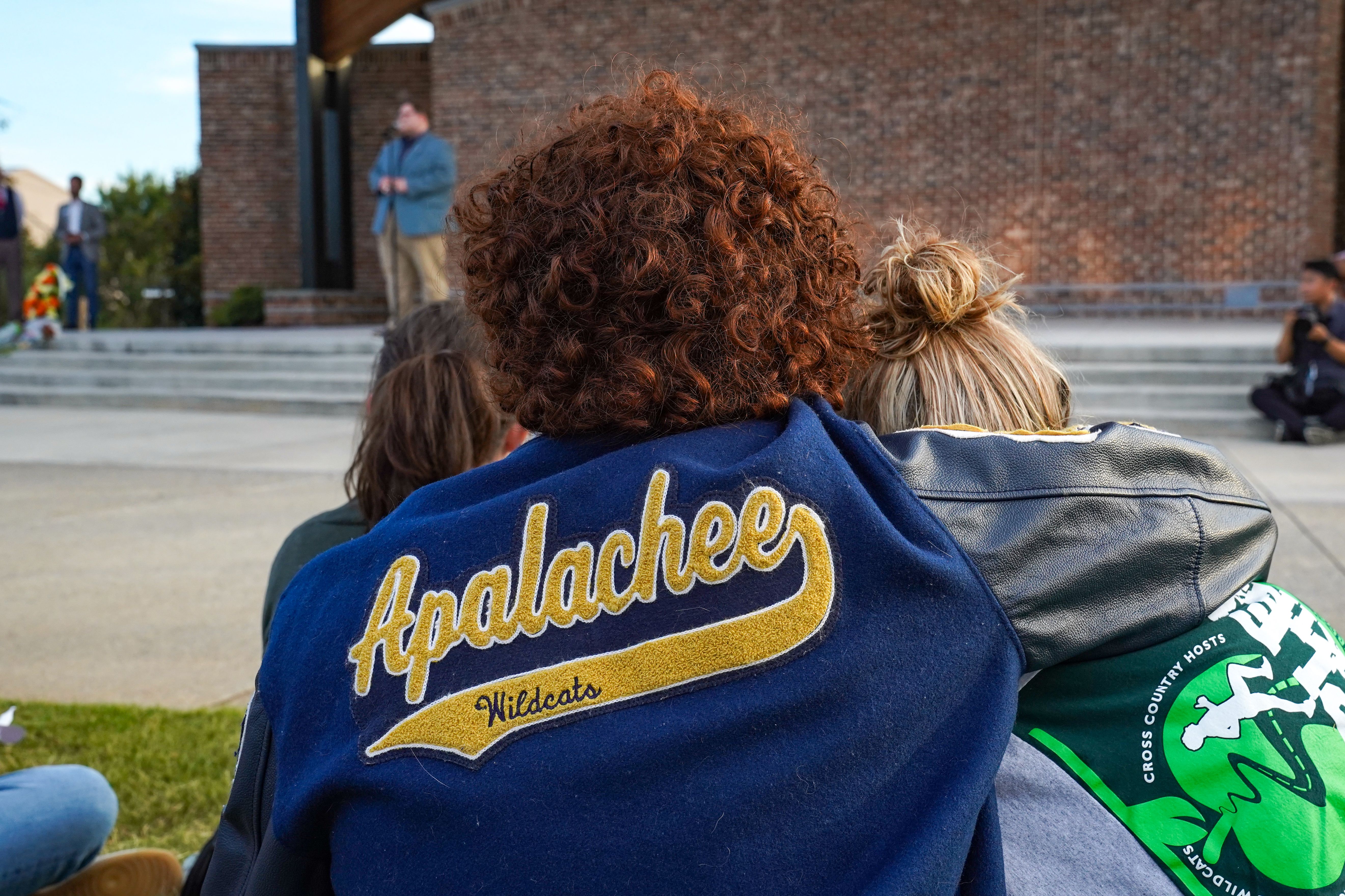Students and faculty as well as community members gather for a vigil after a shooting at Apalachee High School on September 4, 2024 in Winder, Georgia. 