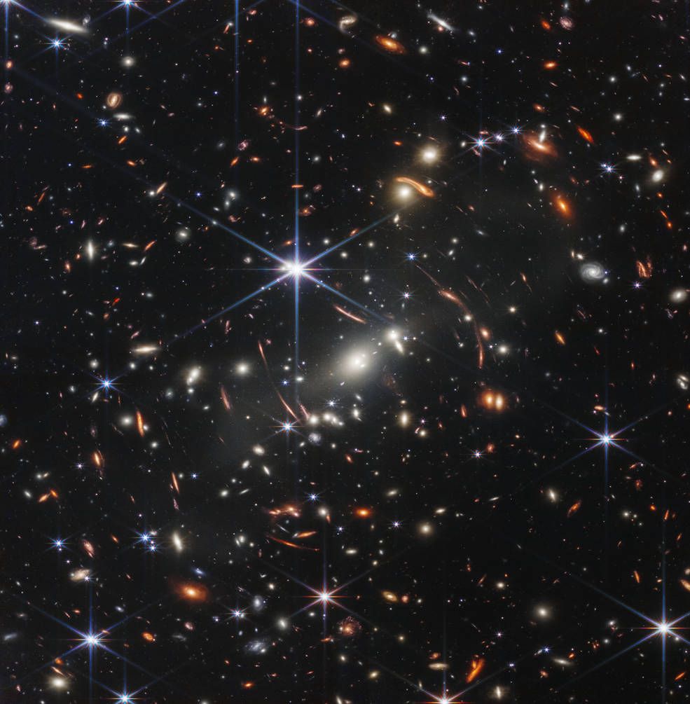 A cluster of galaxies seen by the James Webb Space Telescope