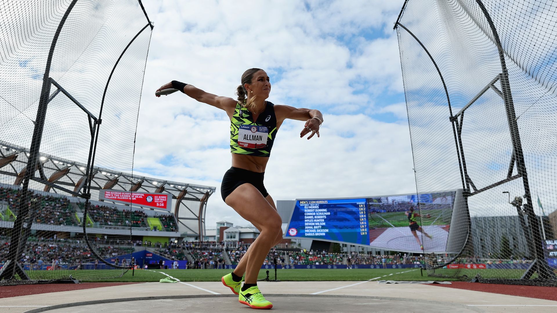 Valarie Allman competes in the women's discus throw at the U.S. Olympic Team Track & Field Trials on June 27 in Eugene, Oregon. Photo: Christian Petersen/Getty Images