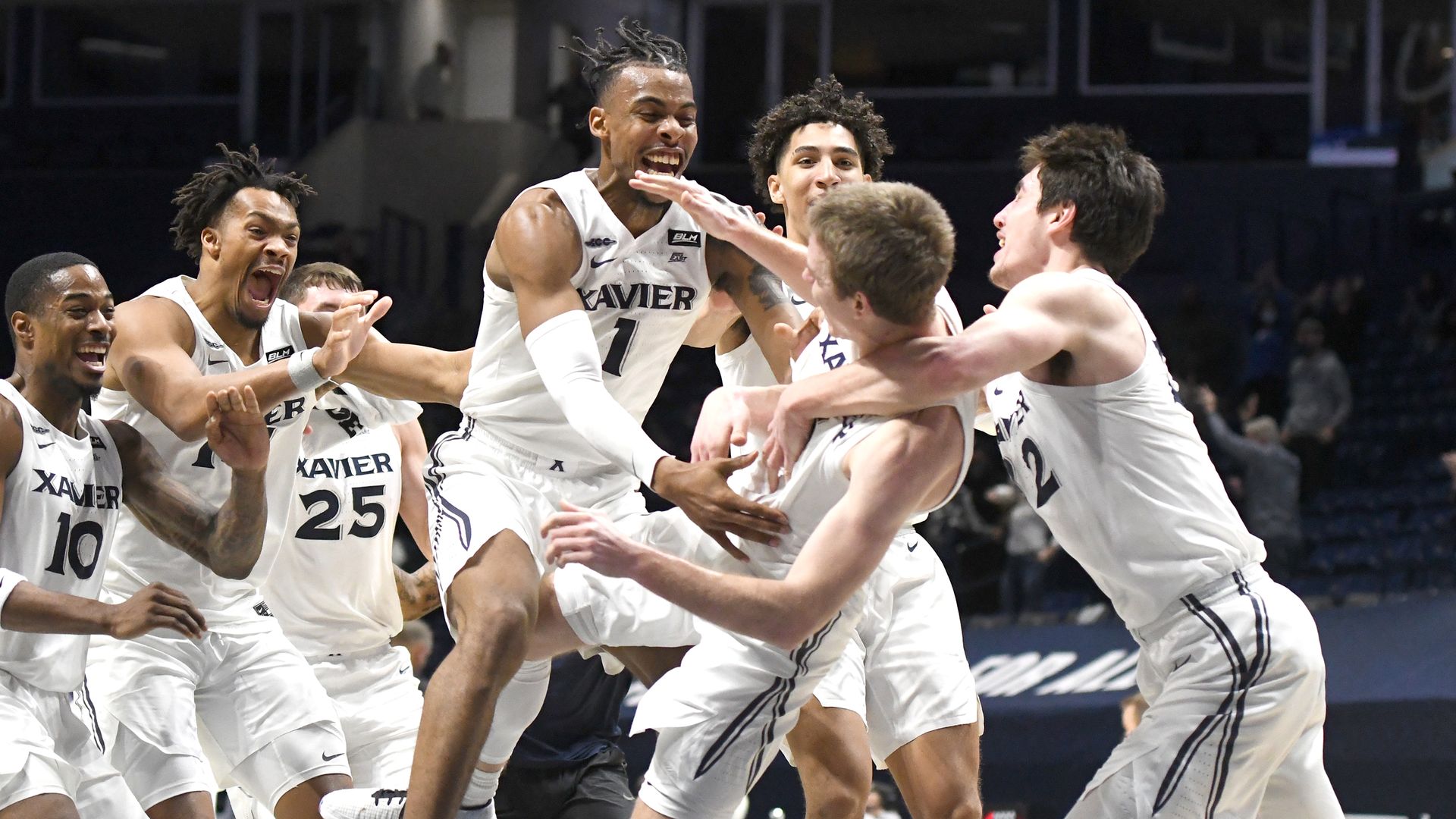 Xavier celebrating