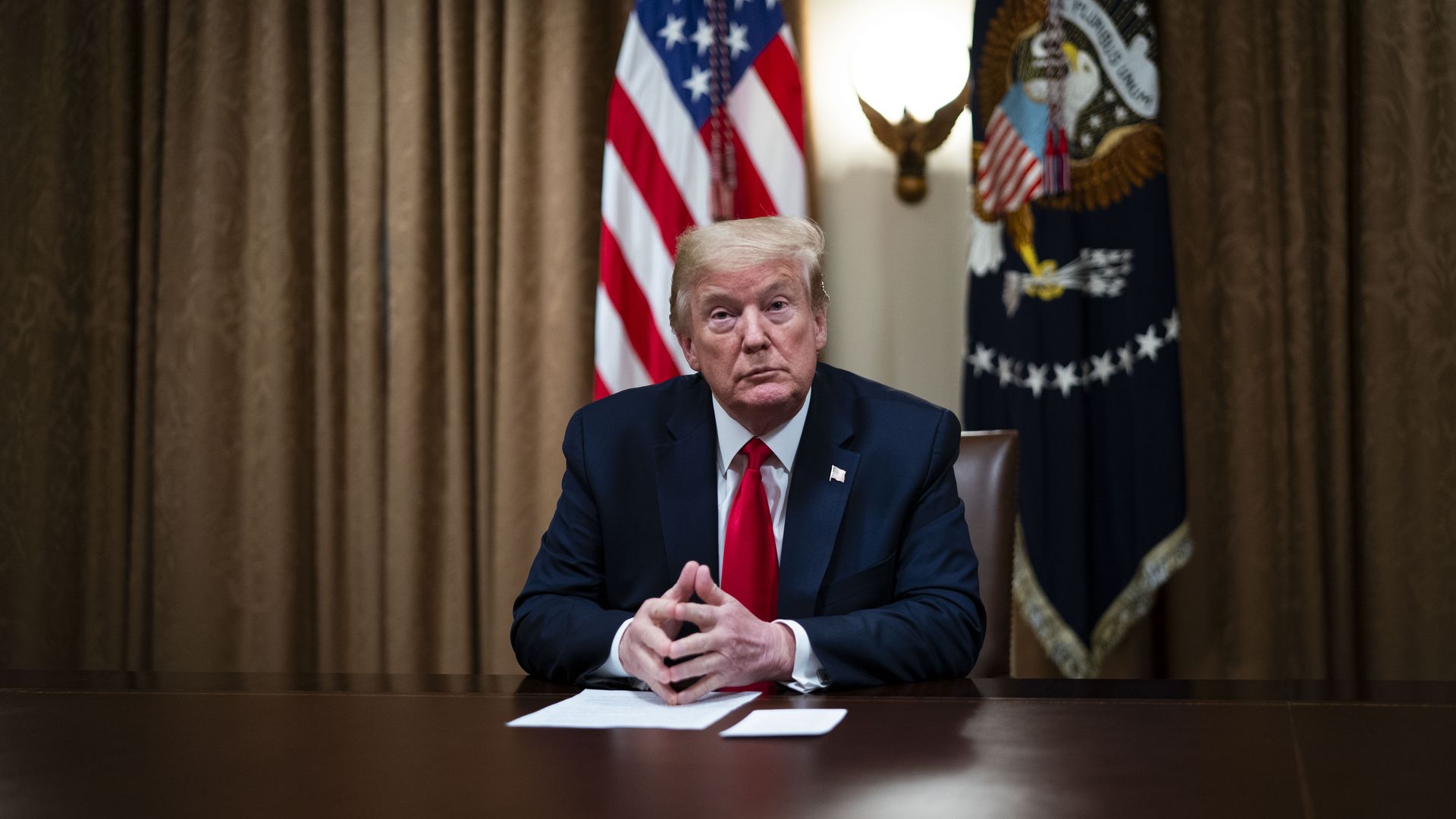 Trump meets with industry executives to discuss ongoing responses to the COVID-19 pandemic.