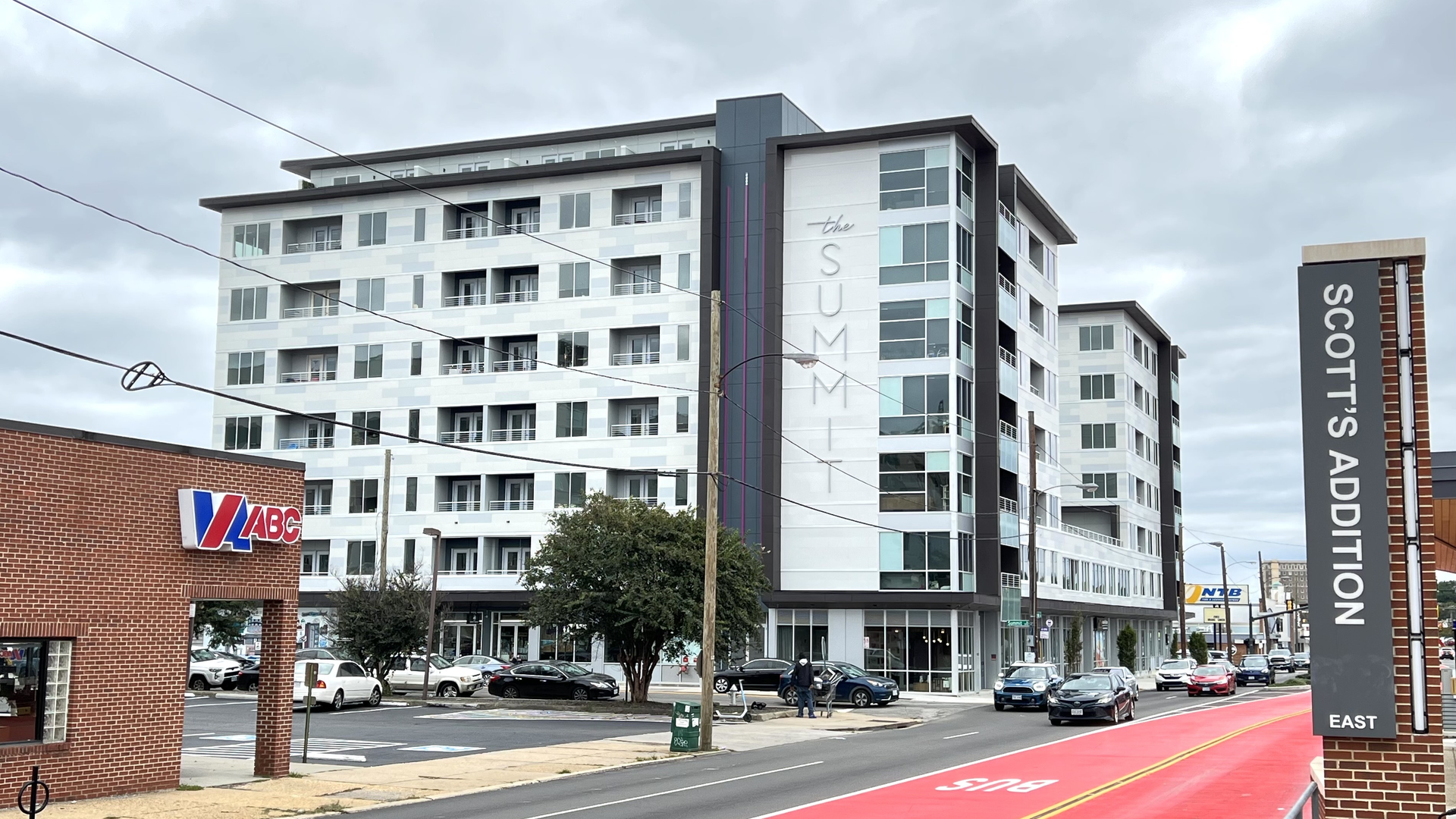 an apartment building. a big one
