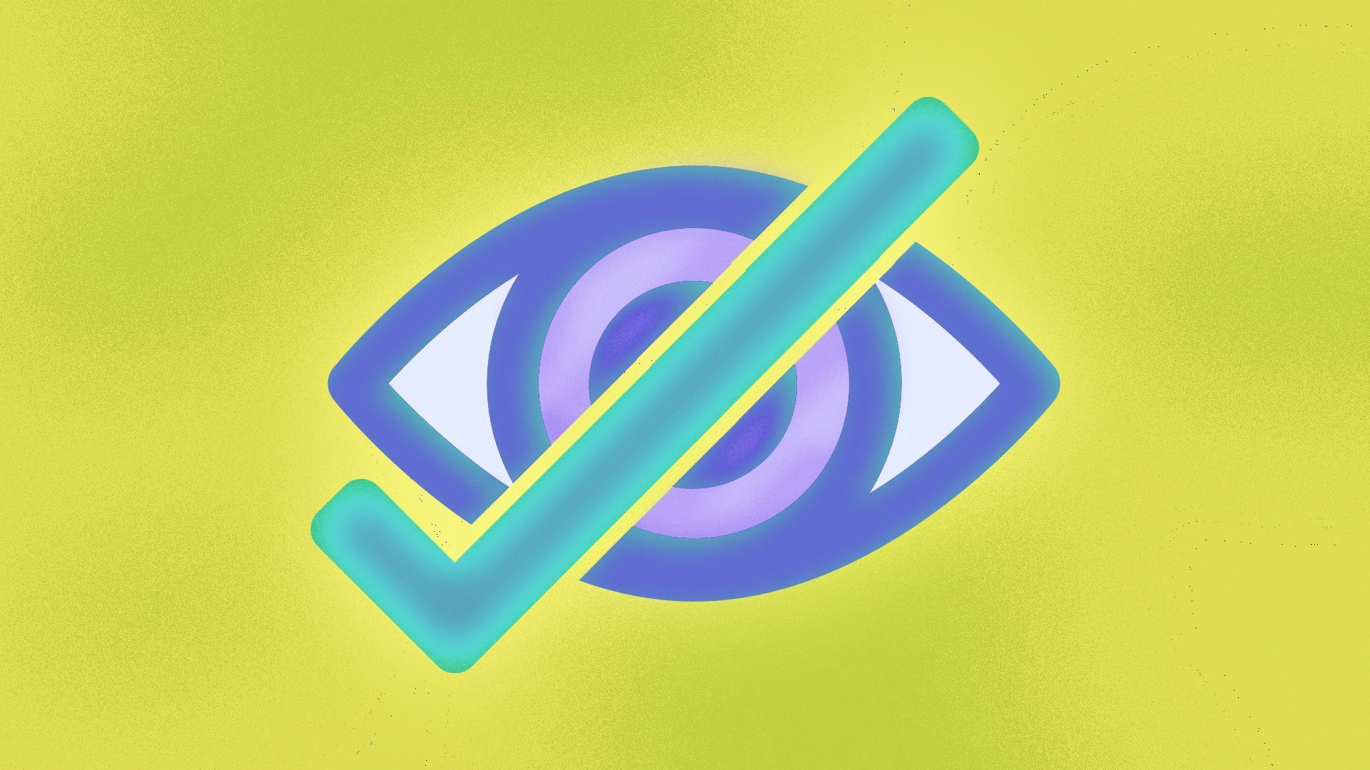 Illustration of an eye icon crossed out with a check mark.