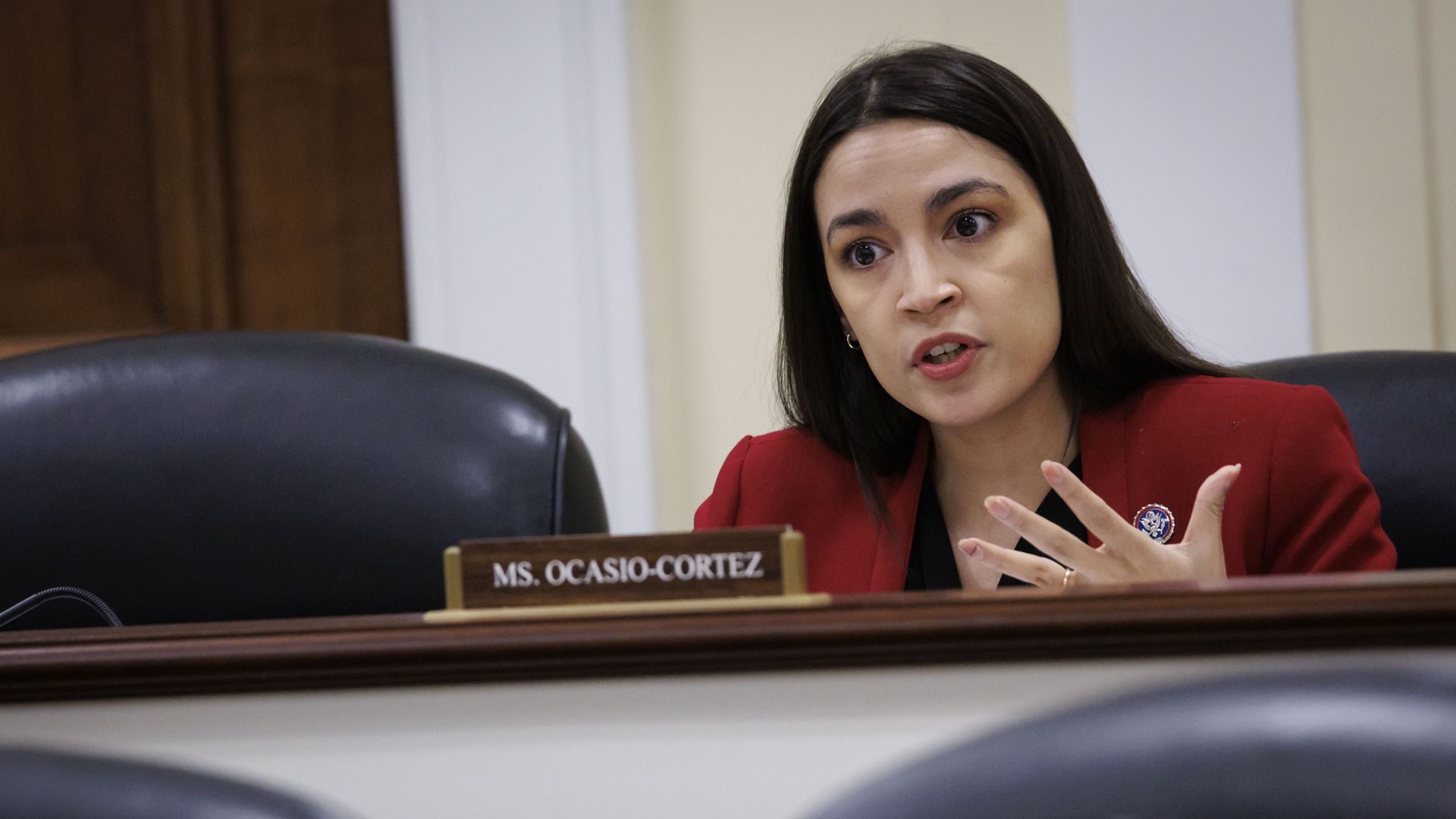 Representative Alexandria Ocasio-Cortez, a Democrat from New York, speaks during a House Oversight and Accountability Subcommittee hearing 