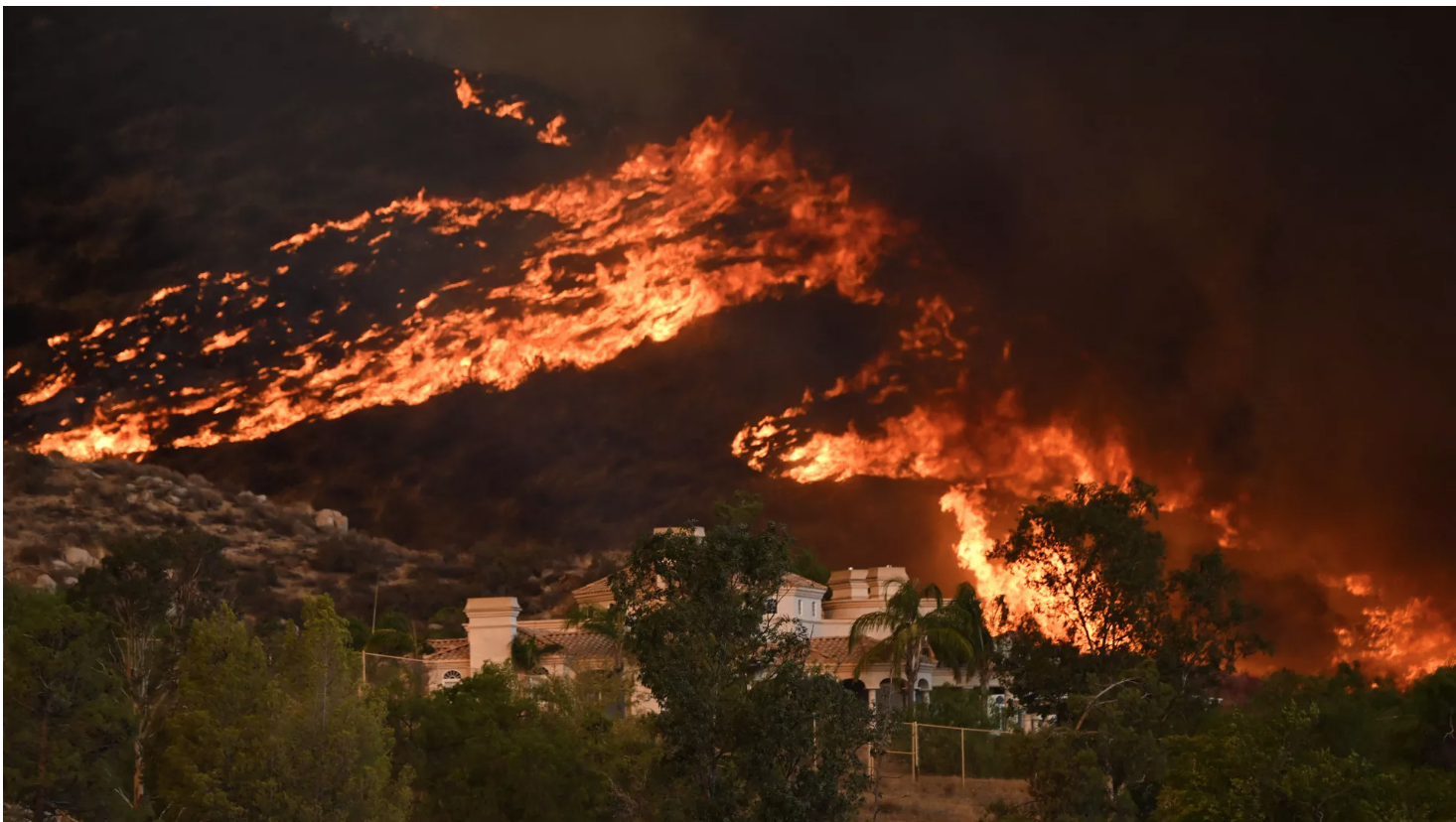 The Fairview Fire burning near Hemet, California, on Sept. 7. 