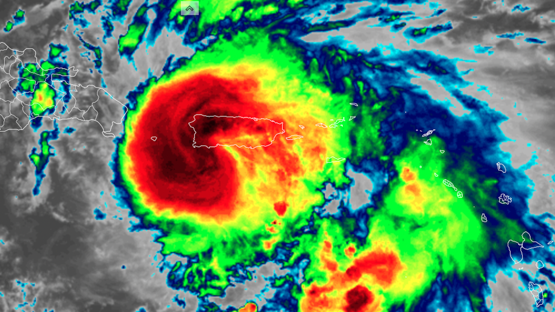 Hurricane Fiona captured from satellite as it approaches Puerto Rico.