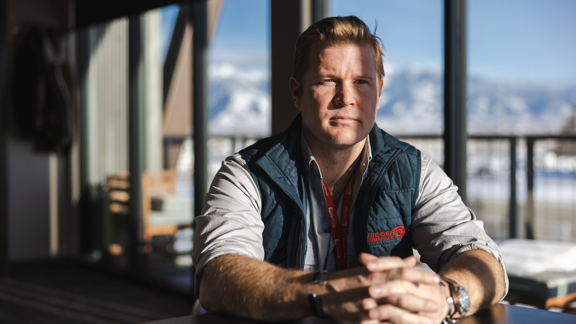 Tim Sheehy, founder and chief executive officer of Bridger Aerospace and US Republican Senate candidate for Montana, at his Bridger office in Bozeman, Montana, US, on Thursday, Jan. 18, 2024.
