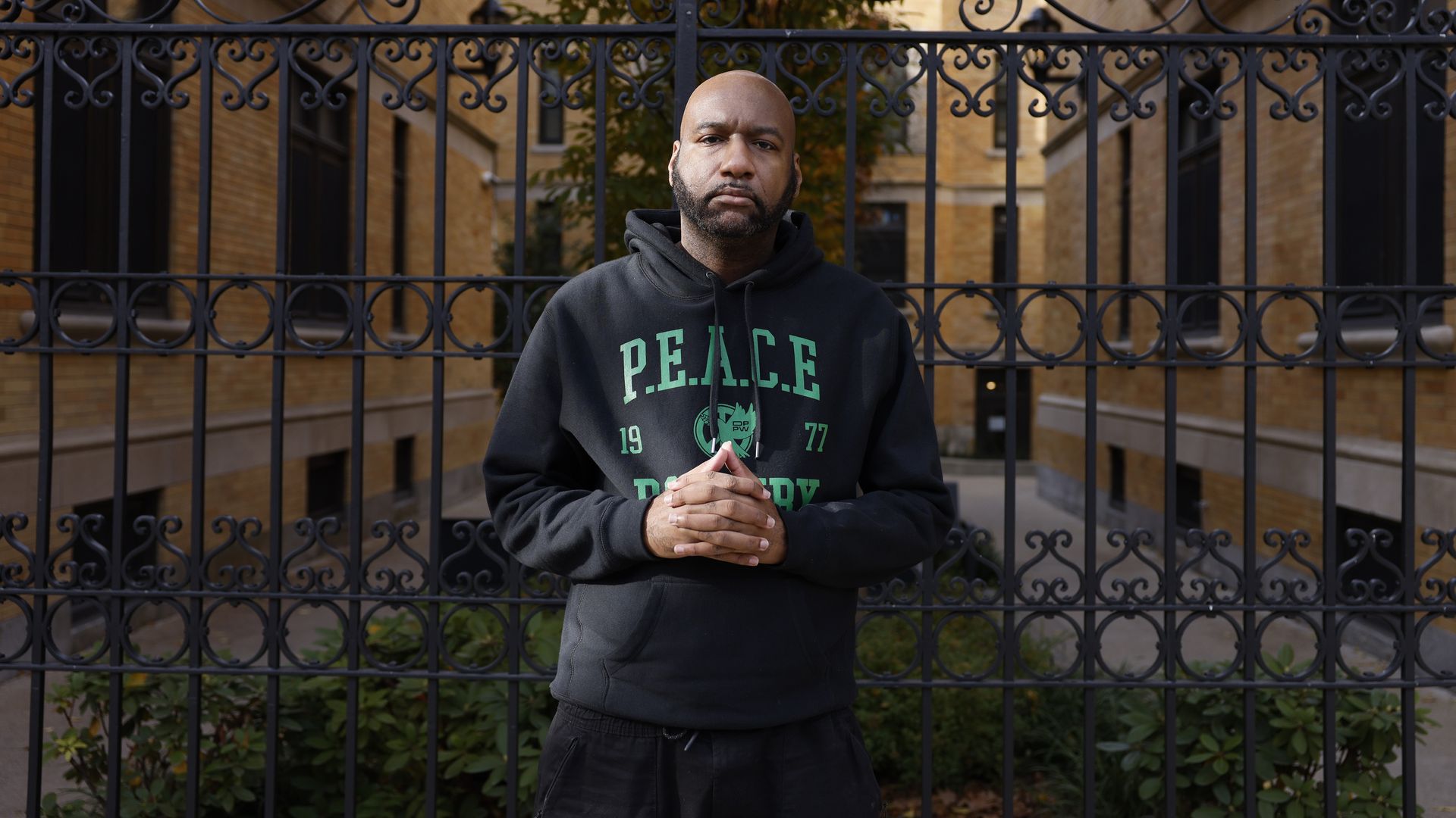 Historian and journalist Dart Adams poses for a photo on Columbus Avenue.