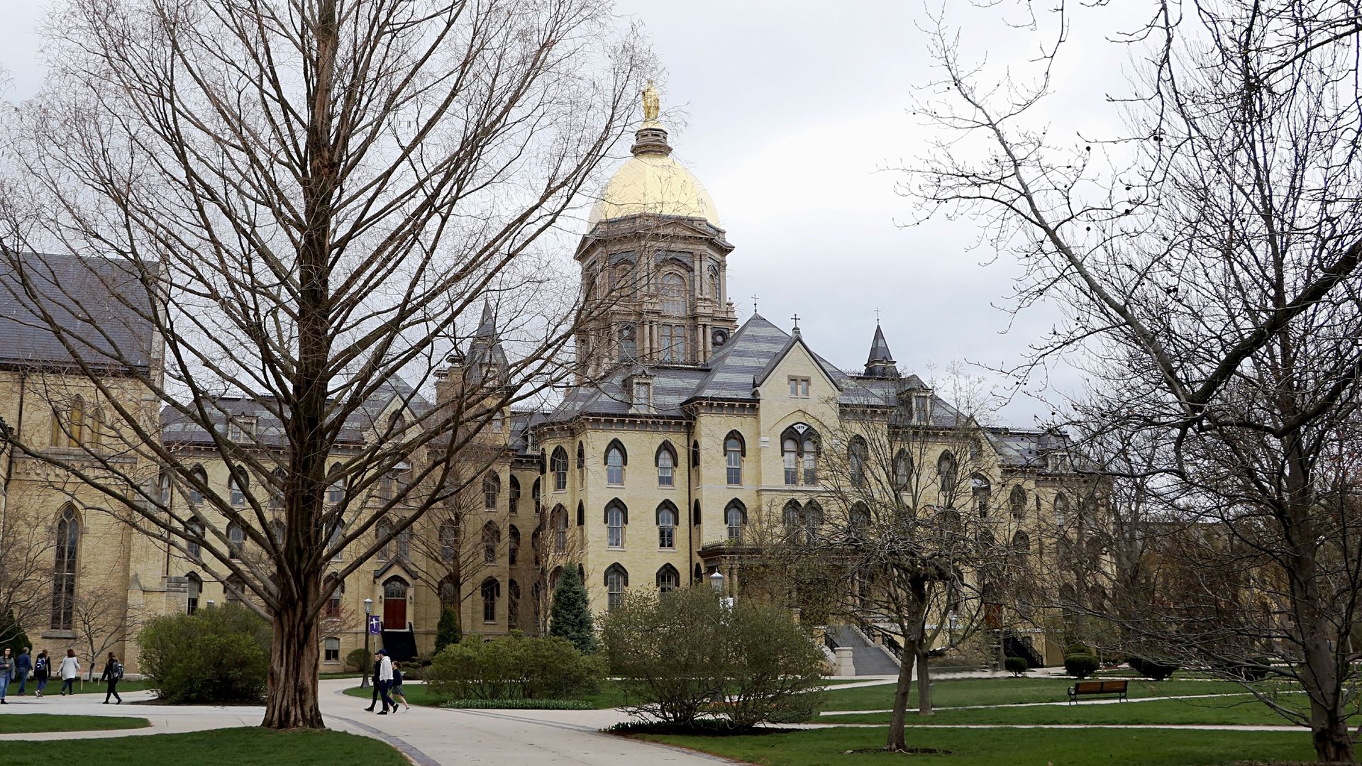Campus scene University of Notre Dame in South Bend Indiana. 