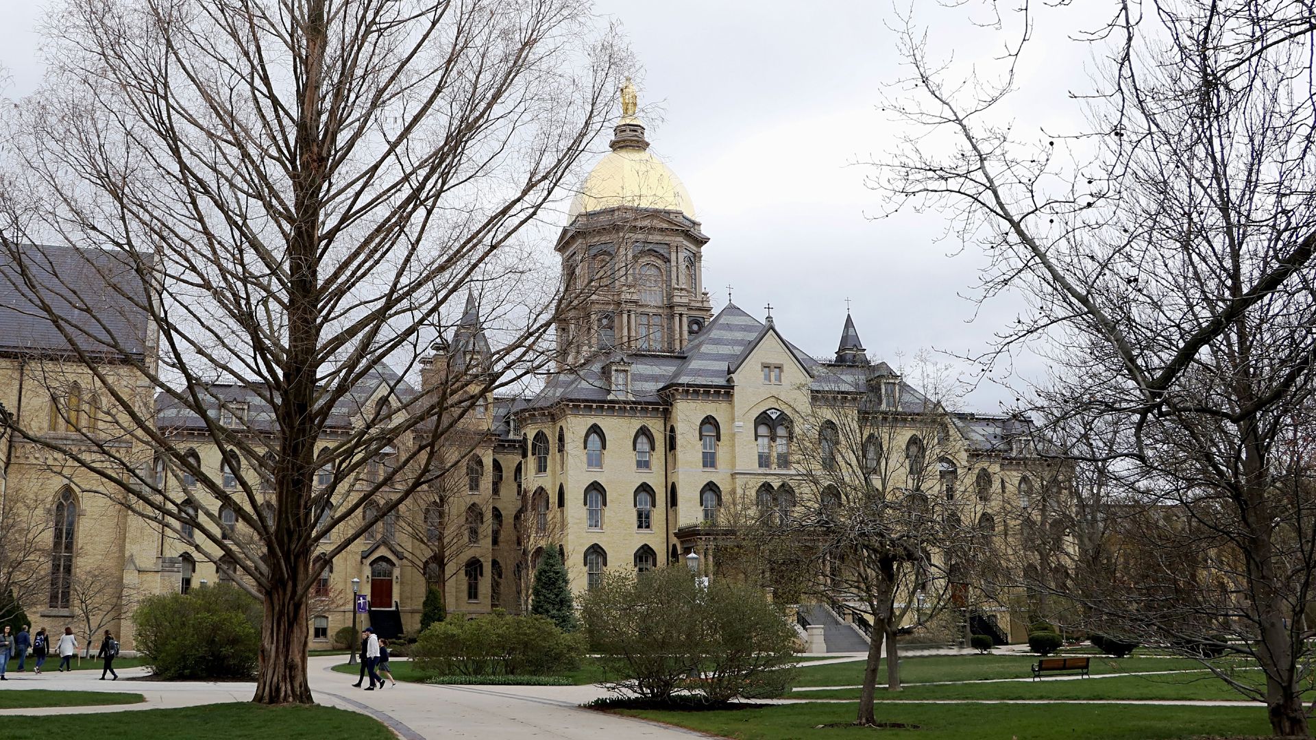 Campus scene University of Notre Dame in South Bend Indiana.