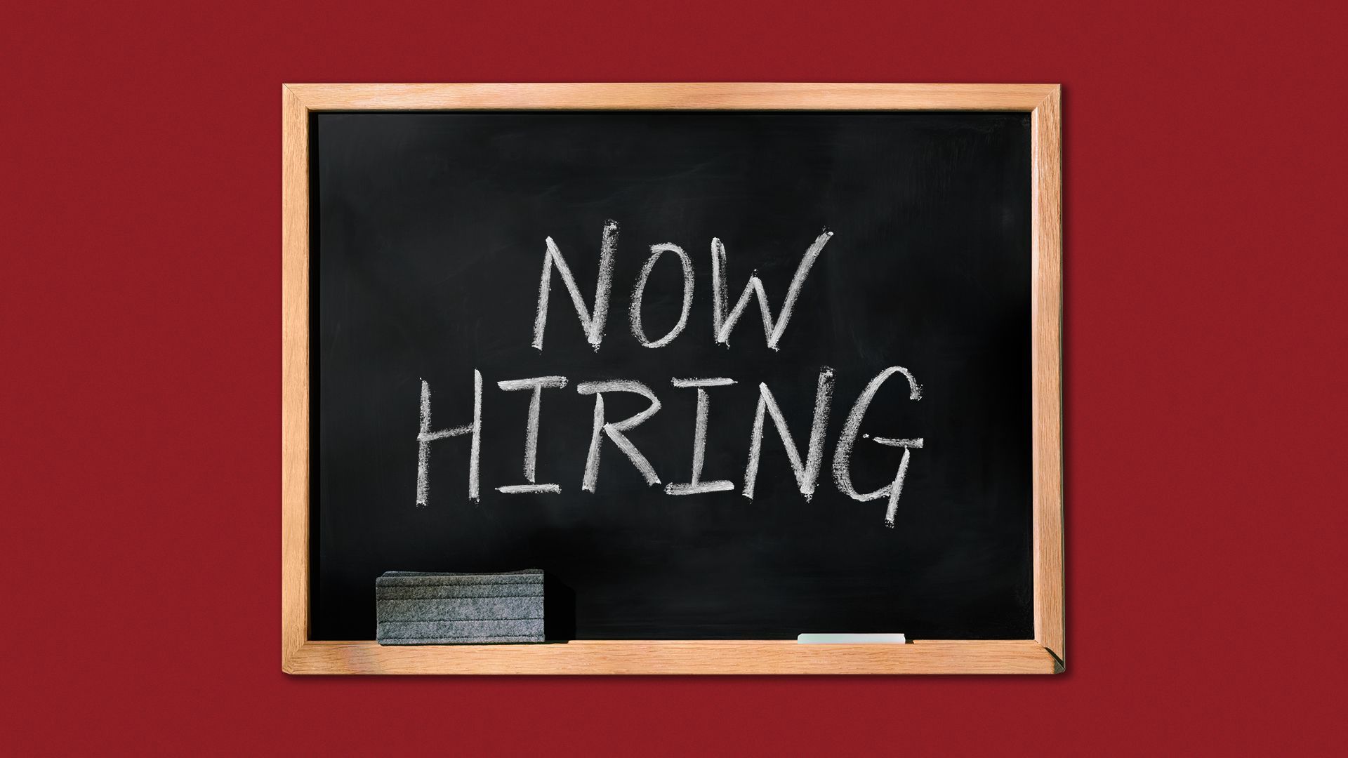 Illustration of a teacher's chalkboard with "Now Hiring" written across it.
