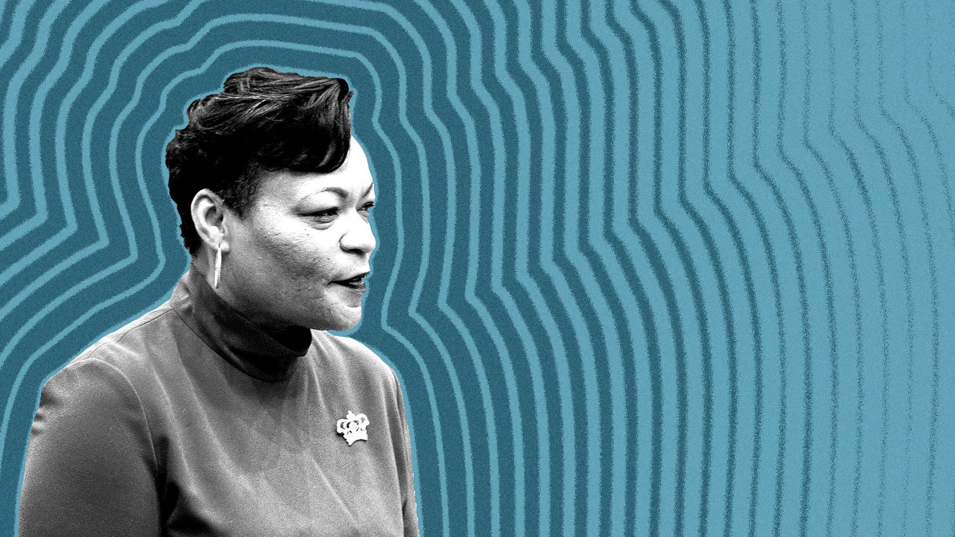 Photo illustration of LaToya Cantrell with lines radiating from her.