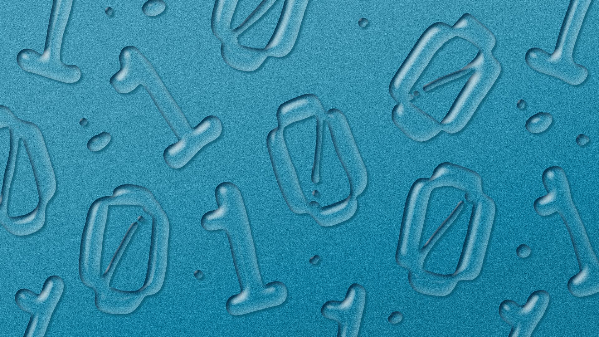 Illustration of ones and zeros made out of water.