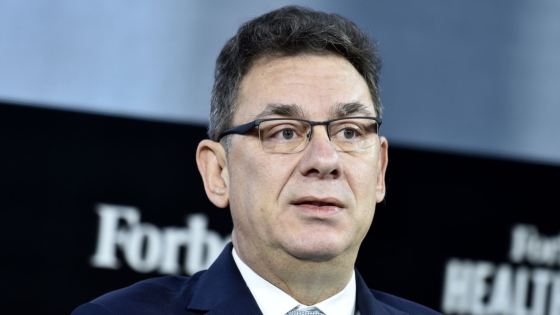 Pfizer CEO Albert Bourl speaking in New York City in 2019.