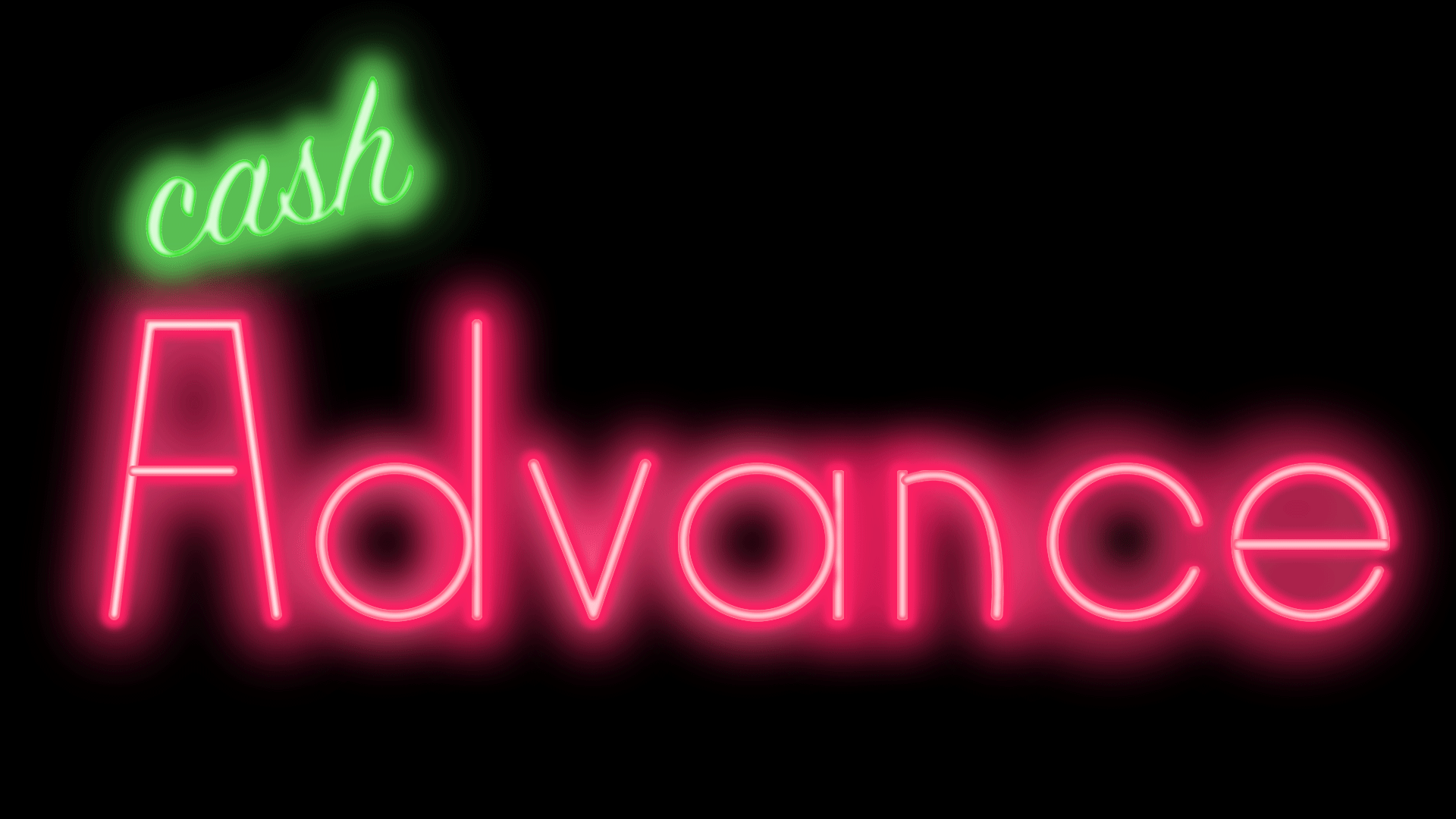  Animated GIF of a some of the letters in a neon sign that reads "Advance" turning off to read "loan"