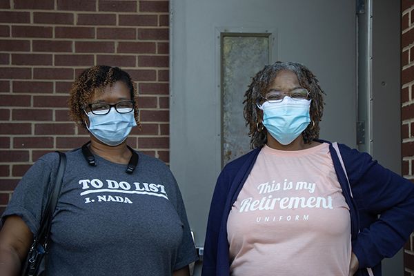 LaDreya Reed and Juanita Pyant at Beatties Ford Library voting 2020
