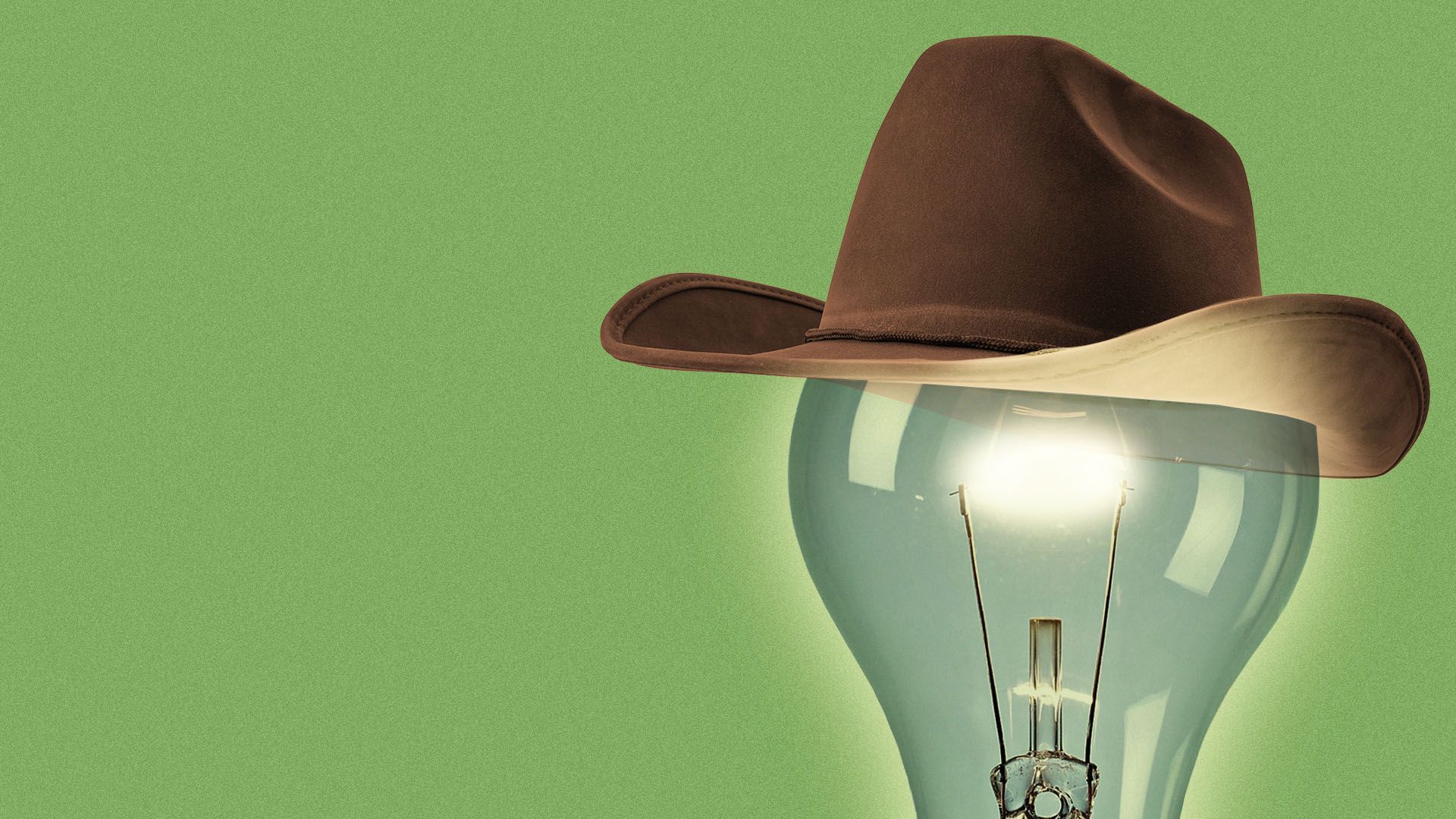 Illustration of a light bulb wearing a cowboy hat