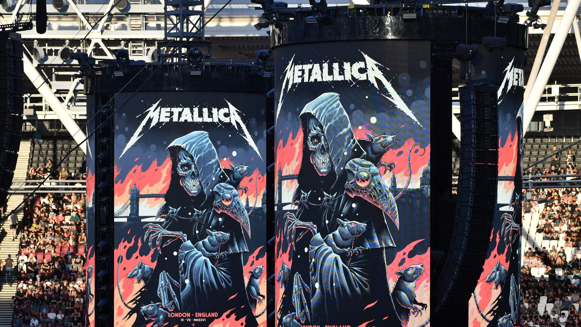Metallica concert signs at a concert venue