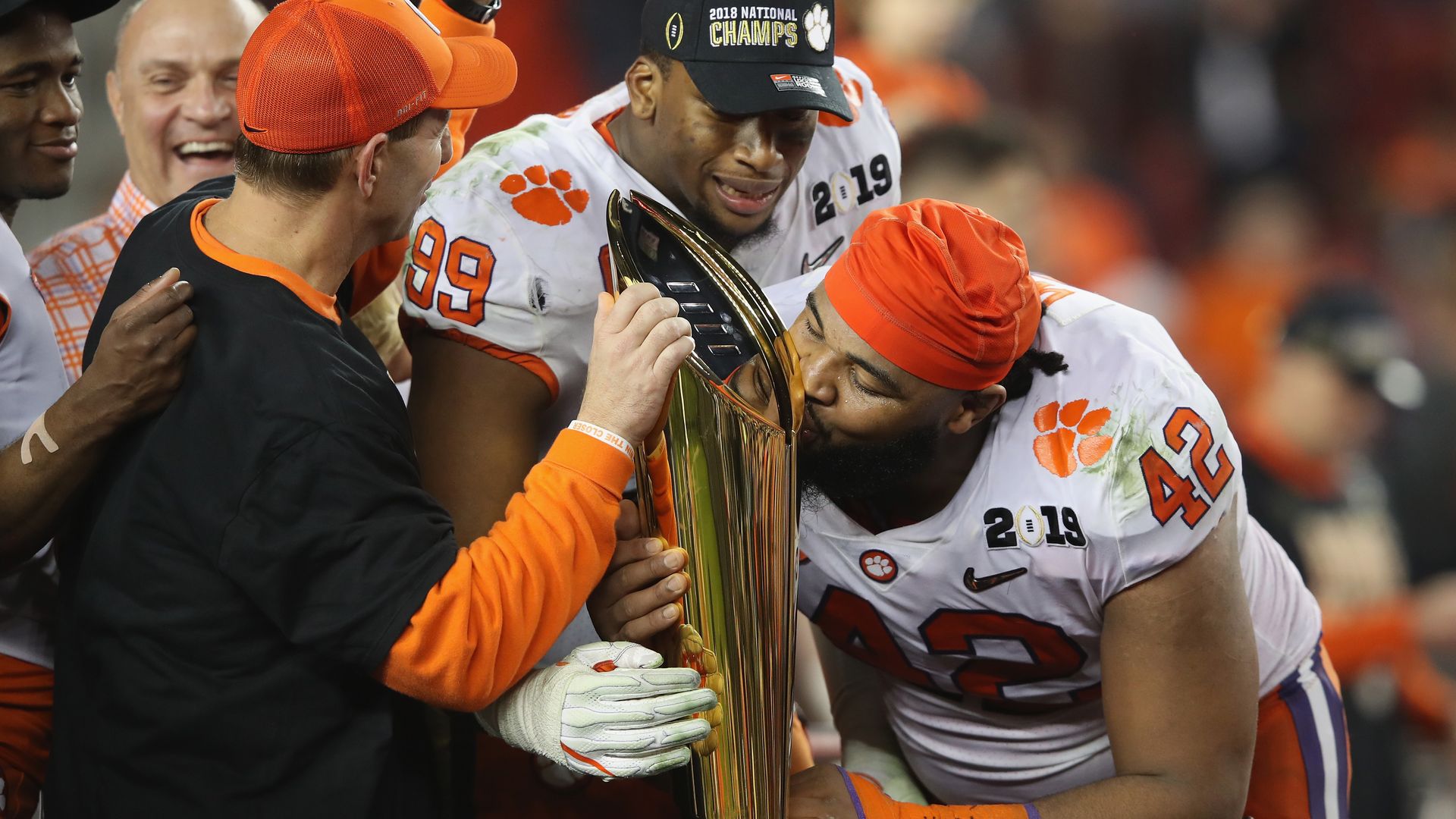Clemson celebrating its championship